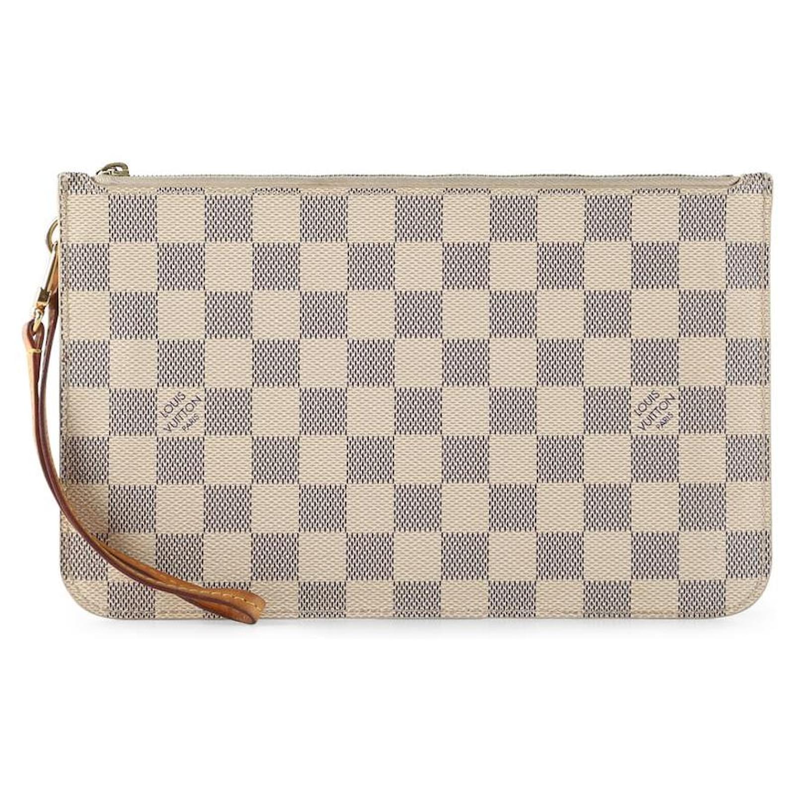 Louis Vuitton Damier Azur Neverfull MM Pochette Clutch Beige - A