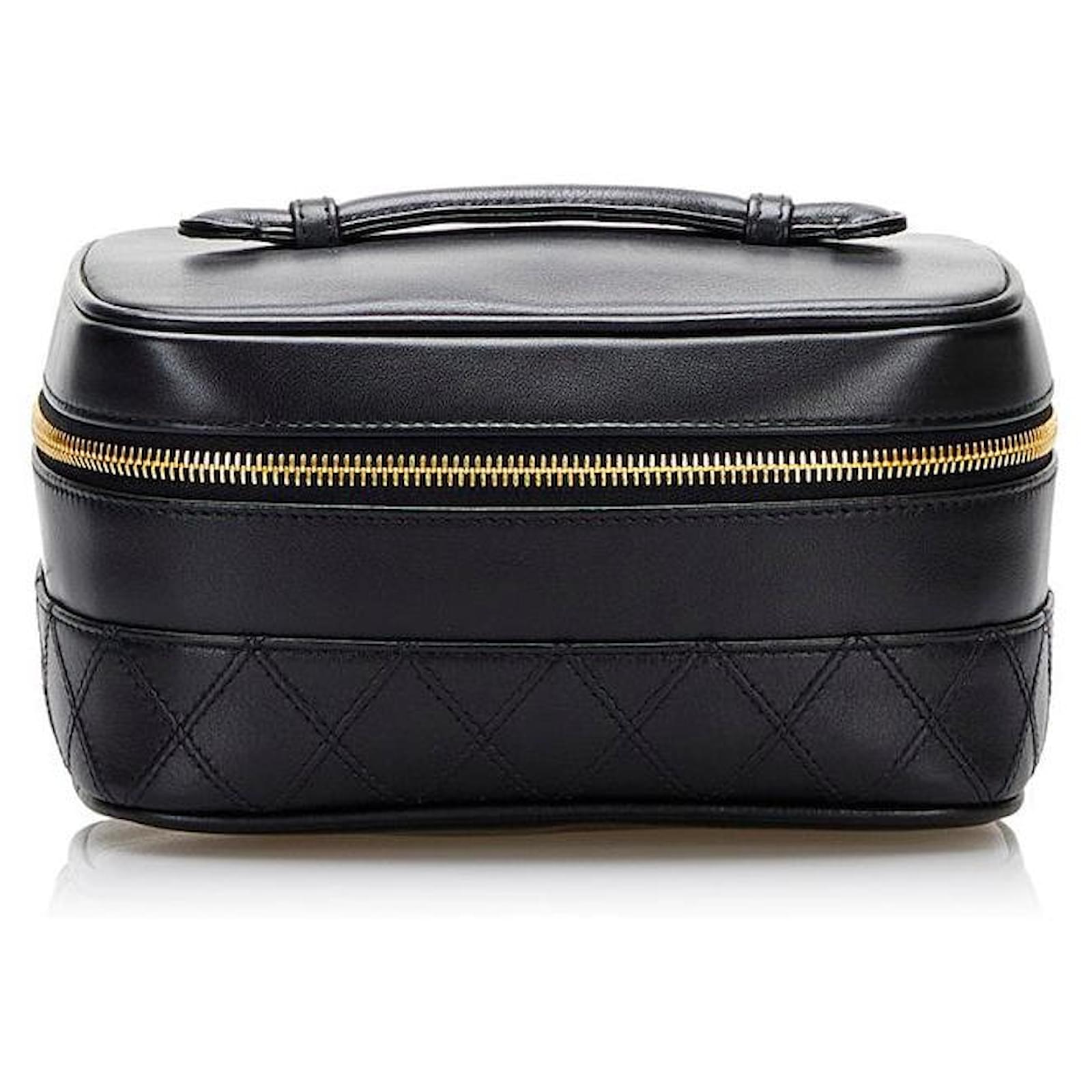 Black Leather Vanity Bag