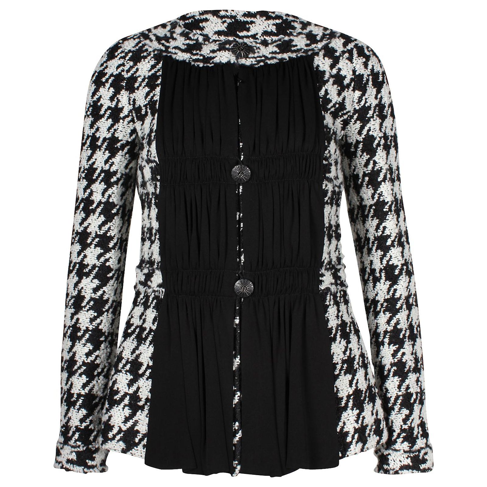 Giacca con bottoni pied de poule Chanel in acrilico bianco e nero ref ...
