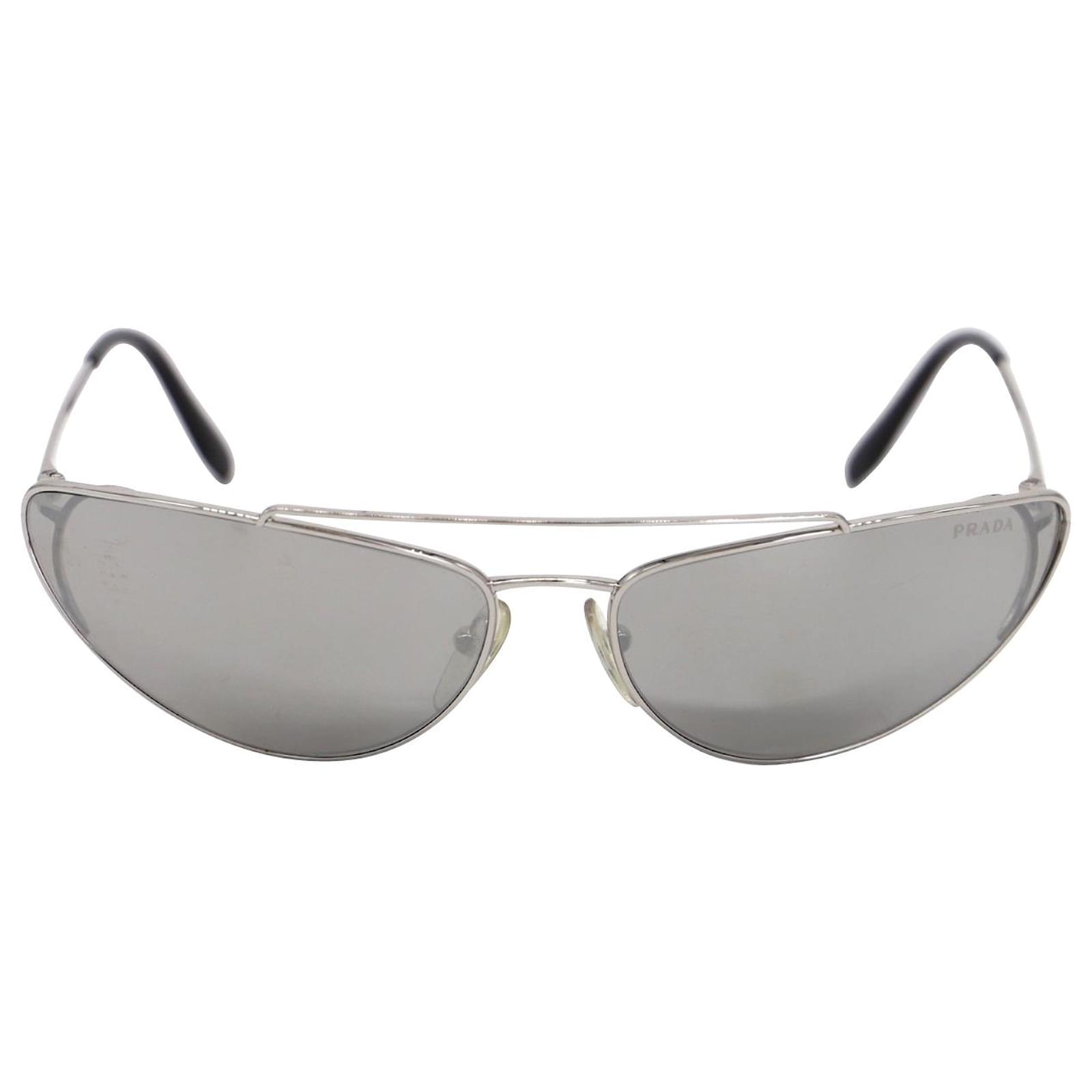 Prada SPR62V Low Profile Sunglasses in Silver Metal Silvery ref.788357
