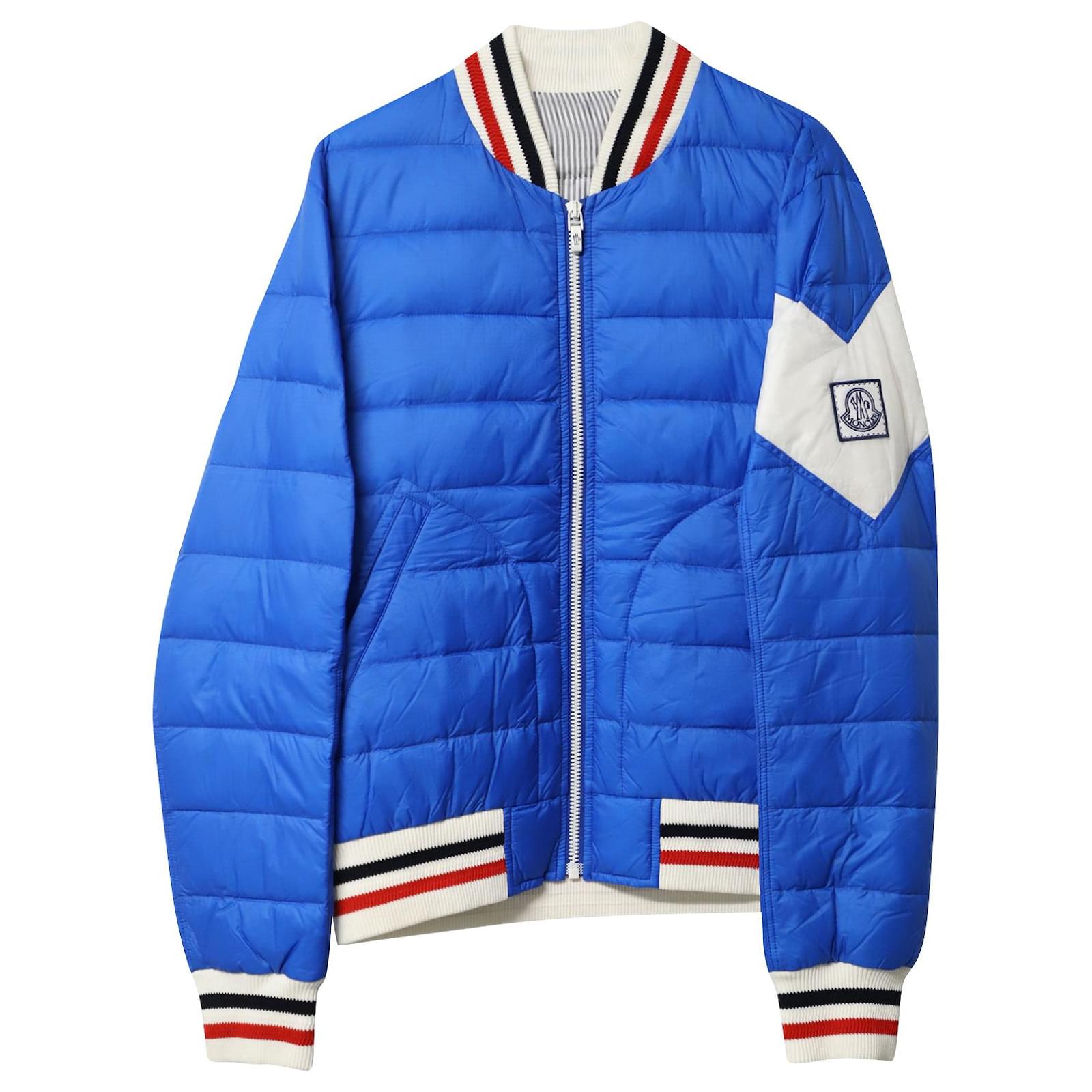 Moncler Gamme Bleu Quilted Shell Bomber Jacket in Blue Goose Down  ref.788408 Joli Closet