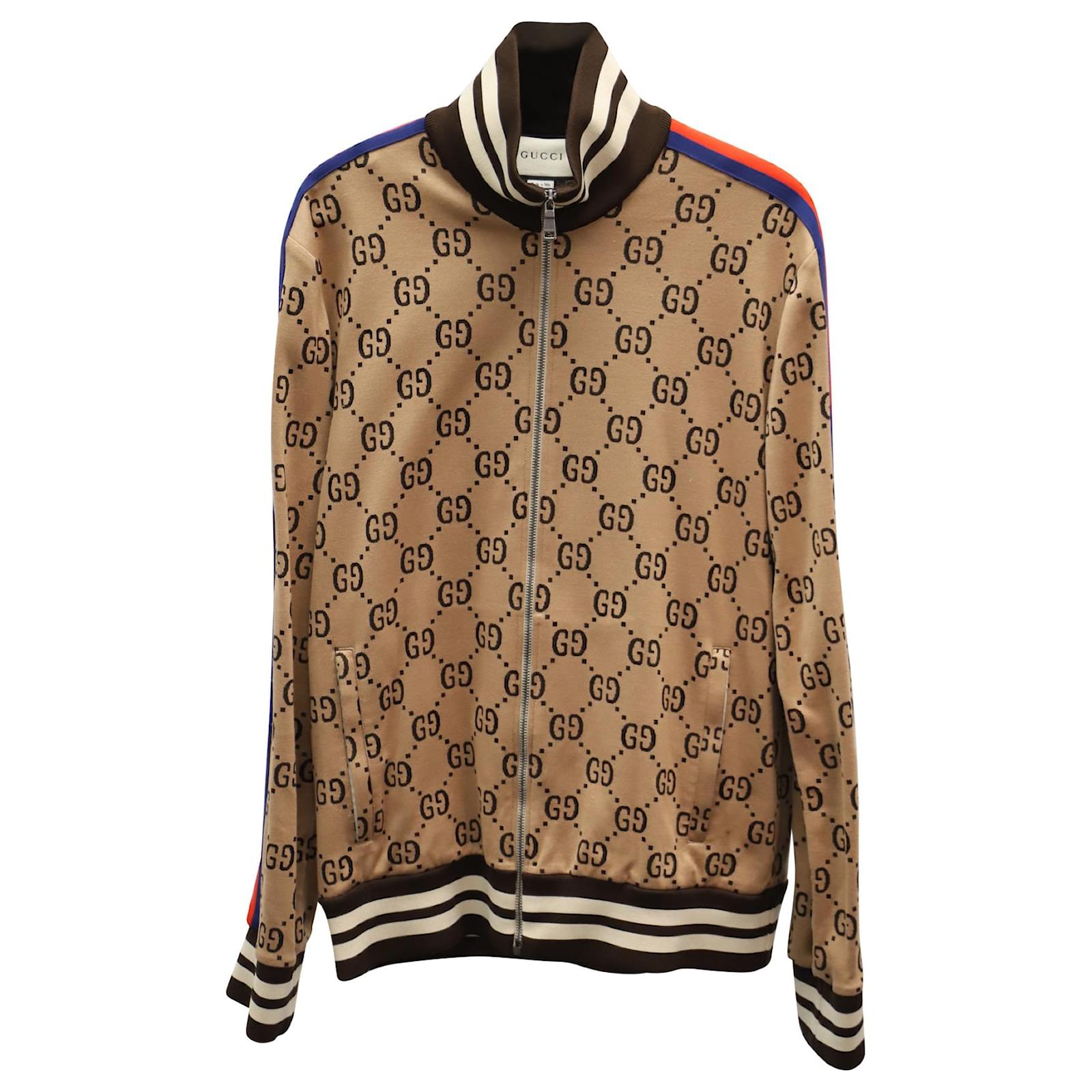 Gucci GG Jacquard Track Jacket in Brown Cotton  - Joli Closet