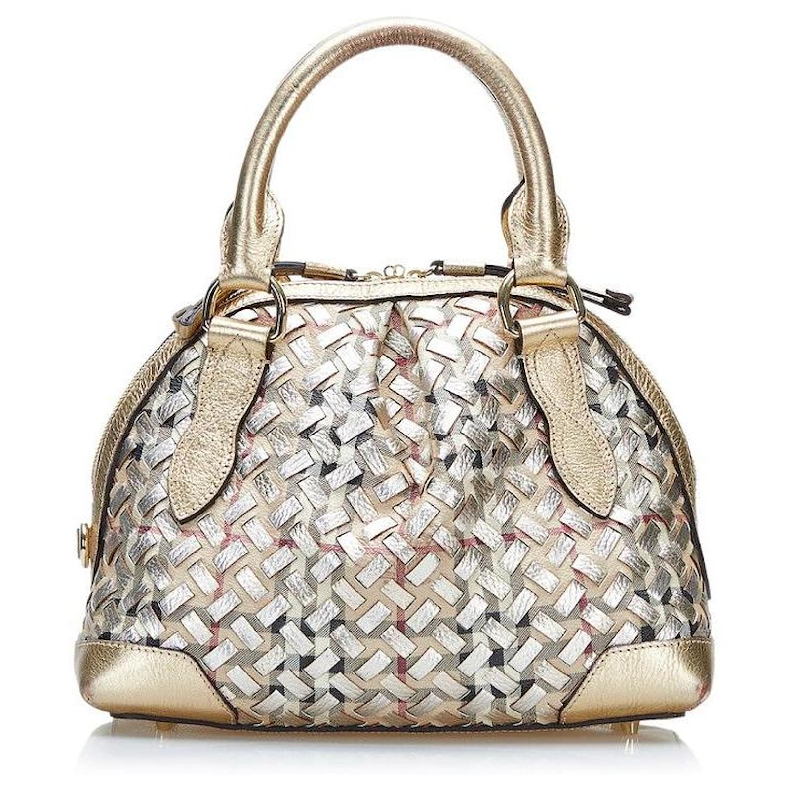 burberry Sacoche Thornley tiss?�e m?�tallis?�e ?� carreaux Haymarket or Toile Dor?� ref.788518 - Joli 