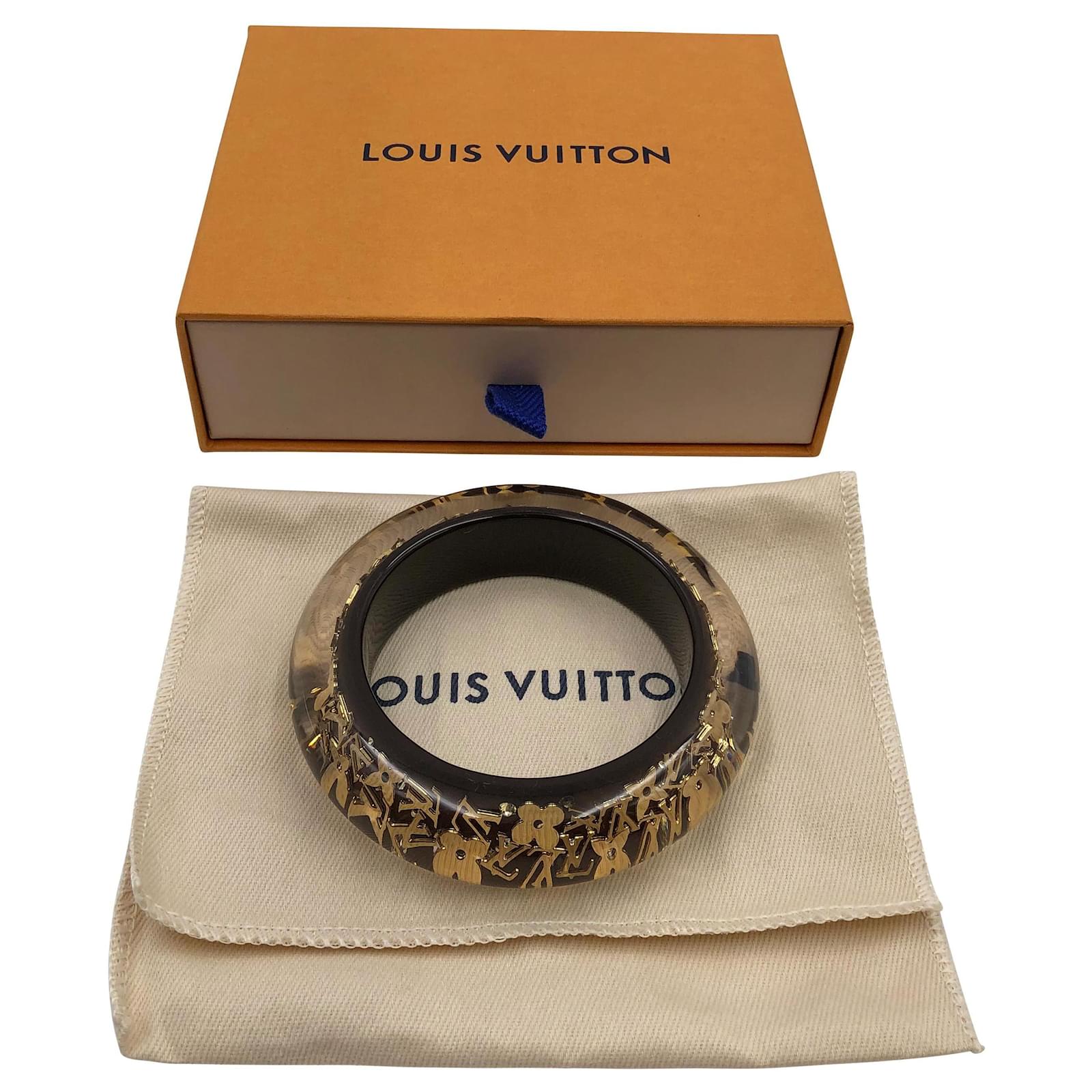 Louis Vuitton GM bracelet in brown resin with gold LV logos Acrylic  ref.788552 - Joli Closet