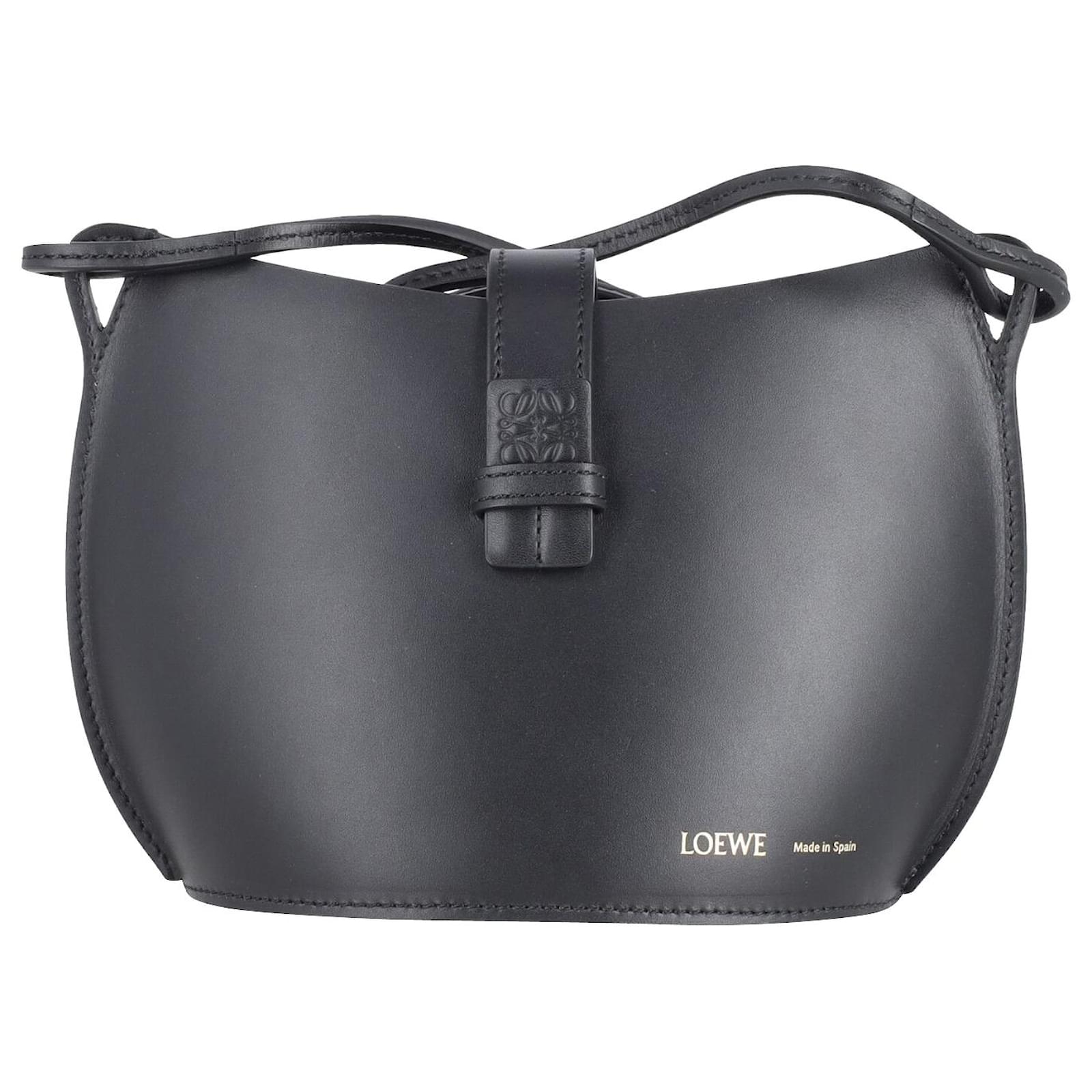 Loewe Moulded Bucket Bag in Black Calfskin Leather Pony-style calfskin ...