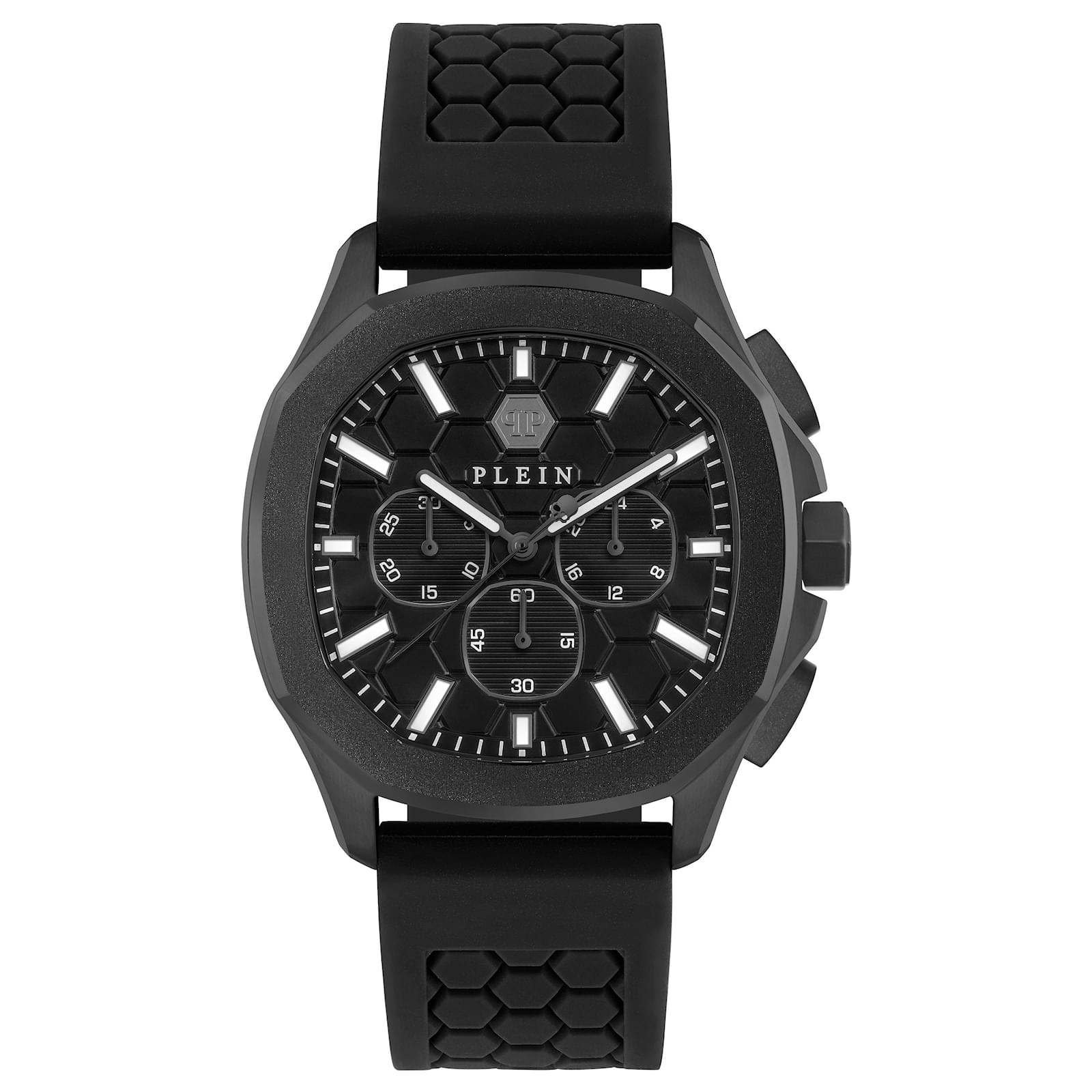 Philipp Plein Orologio Uomo $PECTRE Chrono - Quarzo Con Cronografo - Cassa 44mm In Acciaio - Cinturino In Silicone Nero - 2