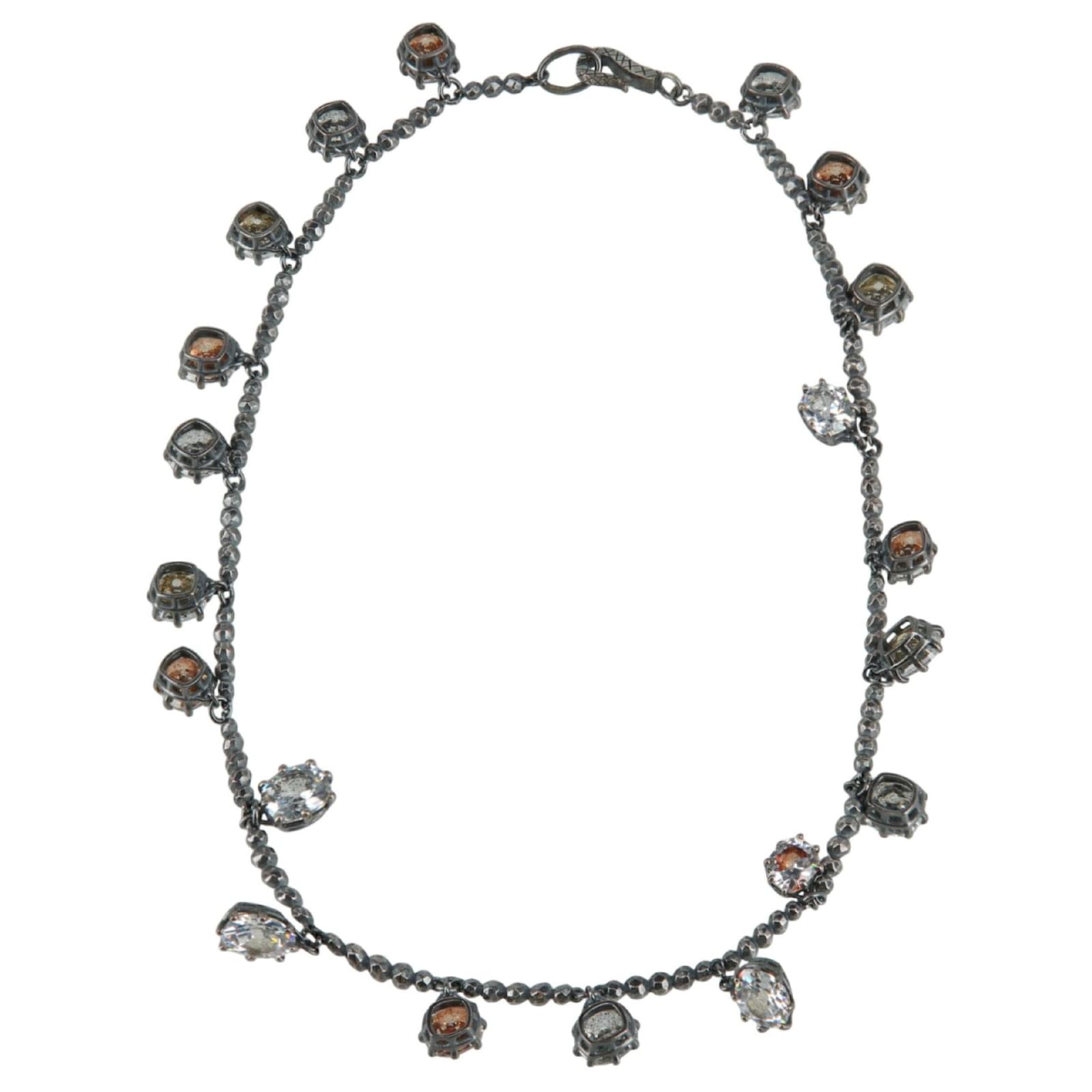 Bottega Veneta Cubic Zirconia Necklace Silvery Metallic ref