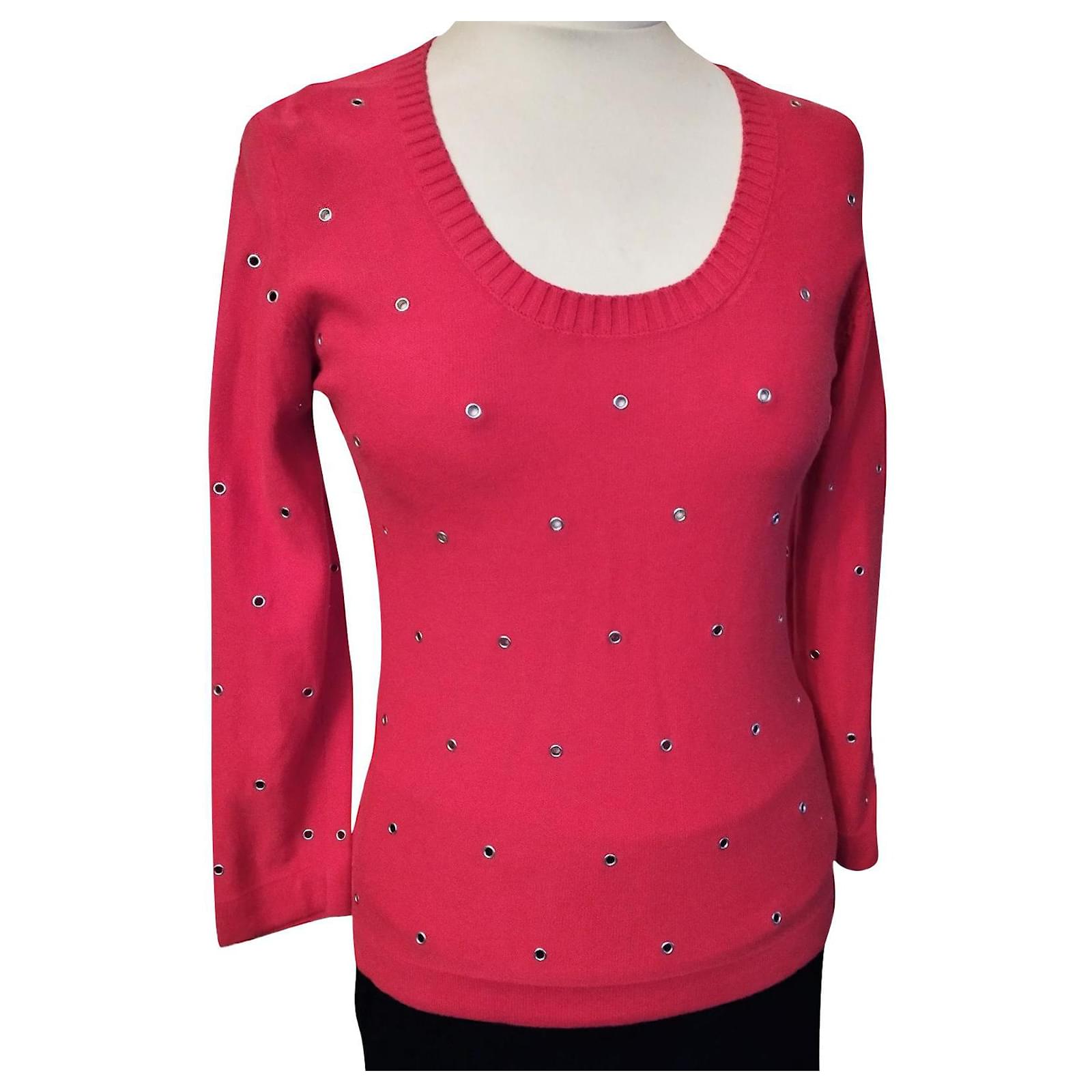 SONIA RYKIEL PULL LAINE PIMA OEILLERES RIVETS T 36/38 Rose ref