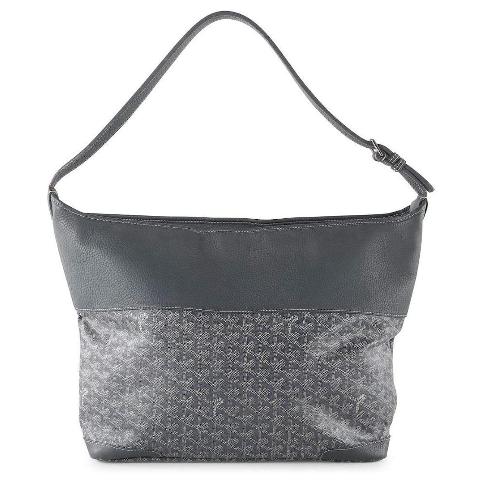 Goyard Gris Chevron Enduit Toile/Cuir Grenadines Sac ?? Bandouli?�re ref.789806 - Joli Closet