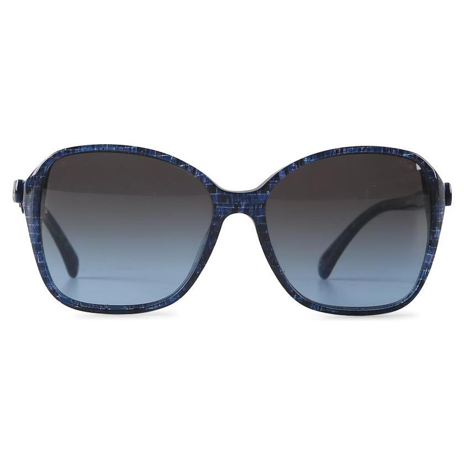 Occhiali da sole quadrati Chanel in acetato blu Plastica ref