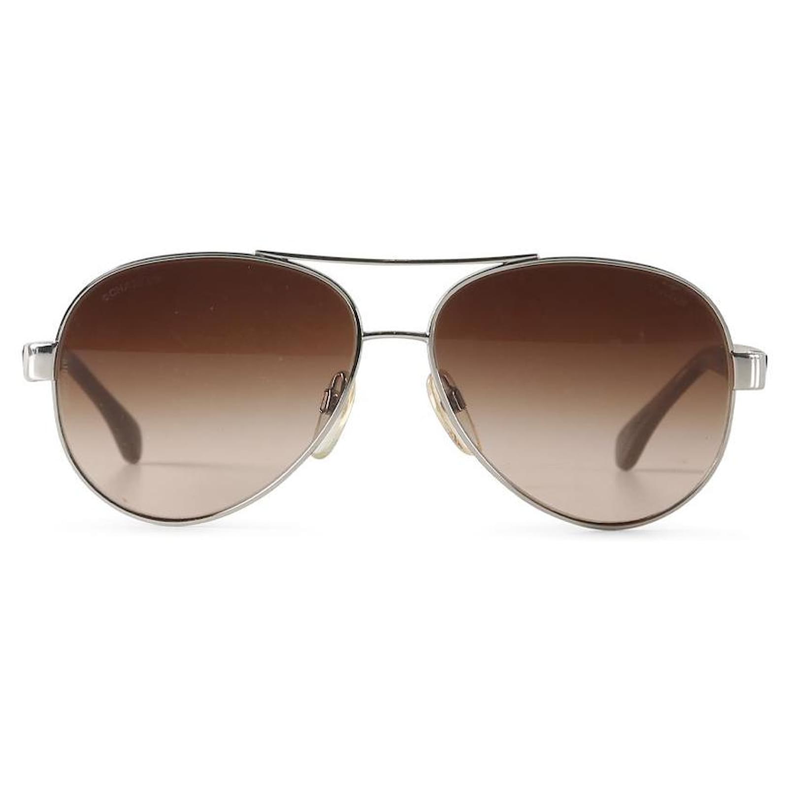 Chanel Silver Aviator Sunglasses Brown Metal ref.789860 - Joli Closet