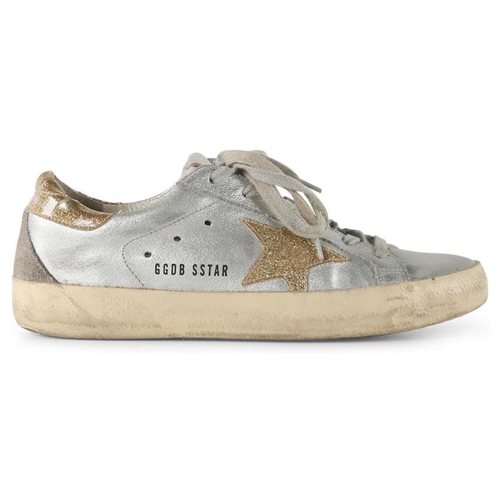 Golden Goose Silver Gold Star Women Golden Goose Superstar Lace Up