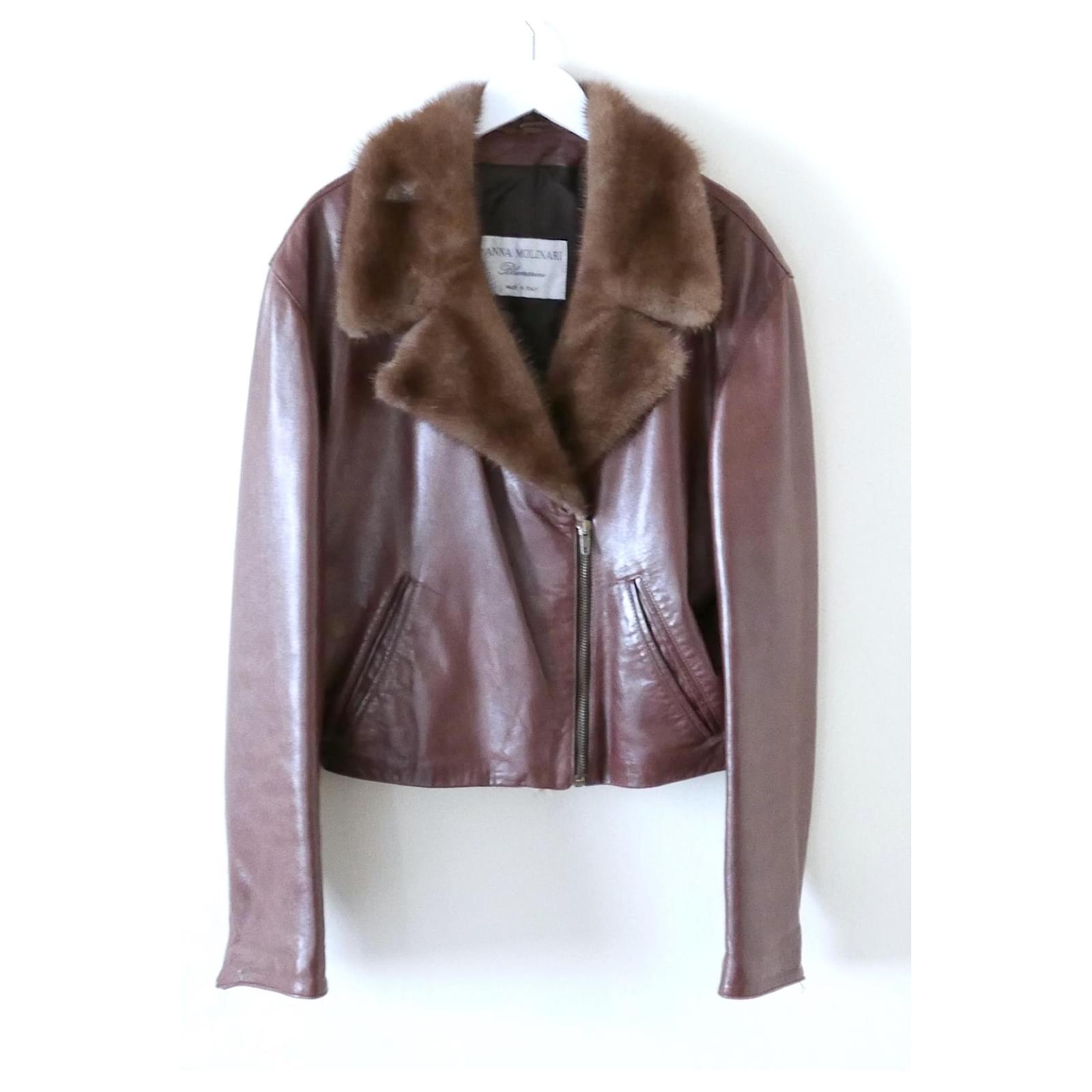 Anna Molinari x Blumarine vintage leather jacket Brown ref.790539 ...