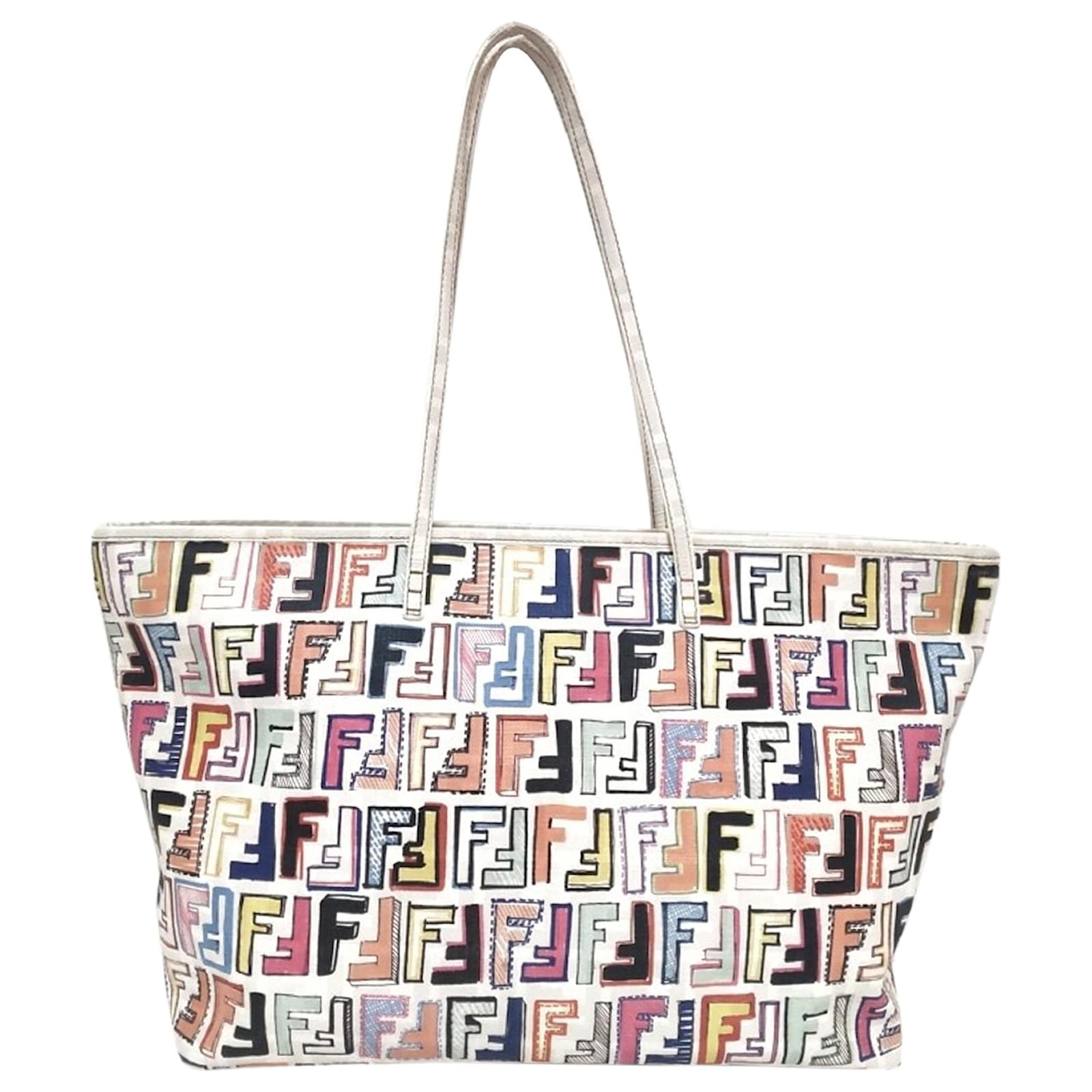 Fendi Multi Multicolor Zucca Spalmati Roll Tote Bag Multiple colors Cloth  Cloth ref.790684 - Joli Closet