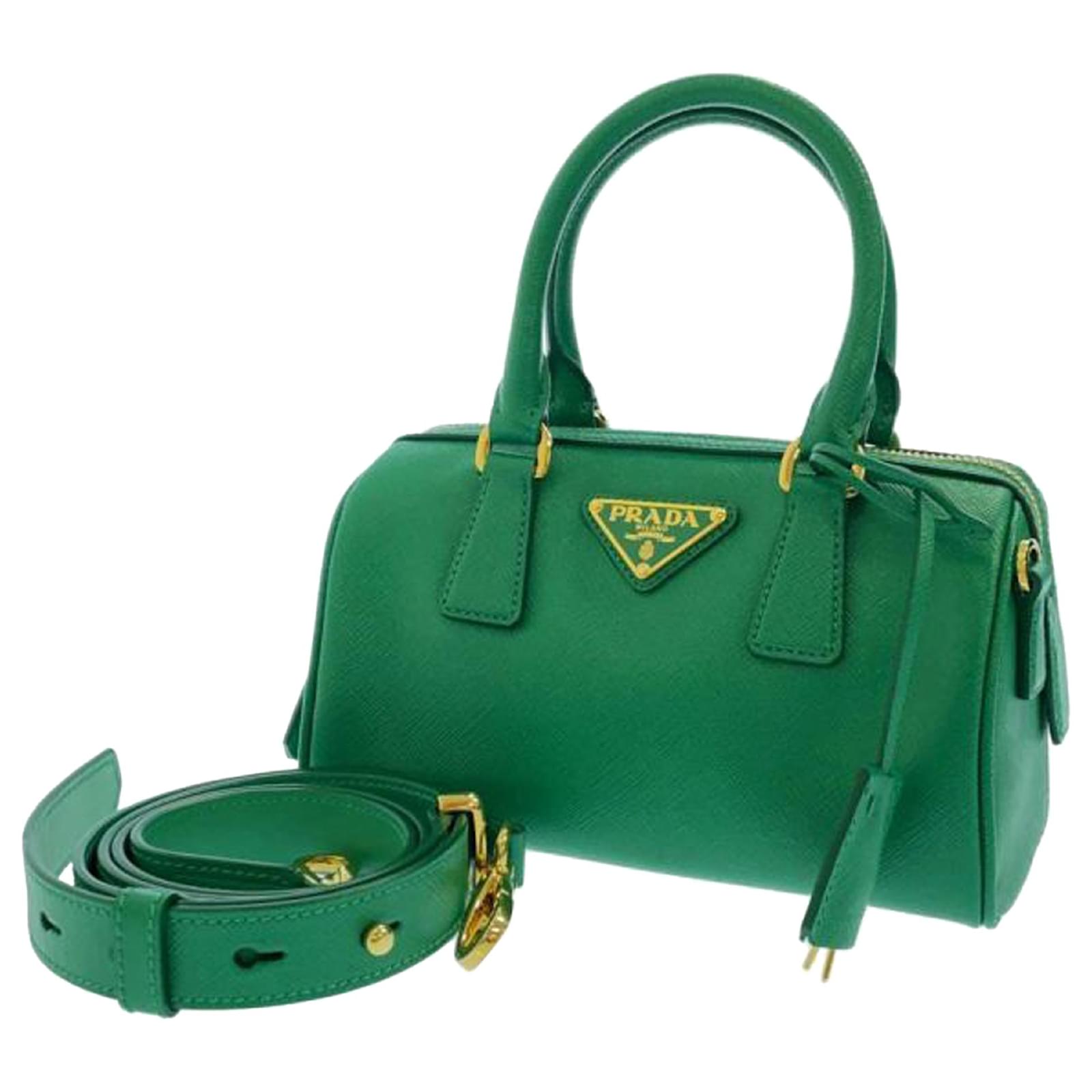 Prada Women Saffiano Leather Mini Pouch-Green