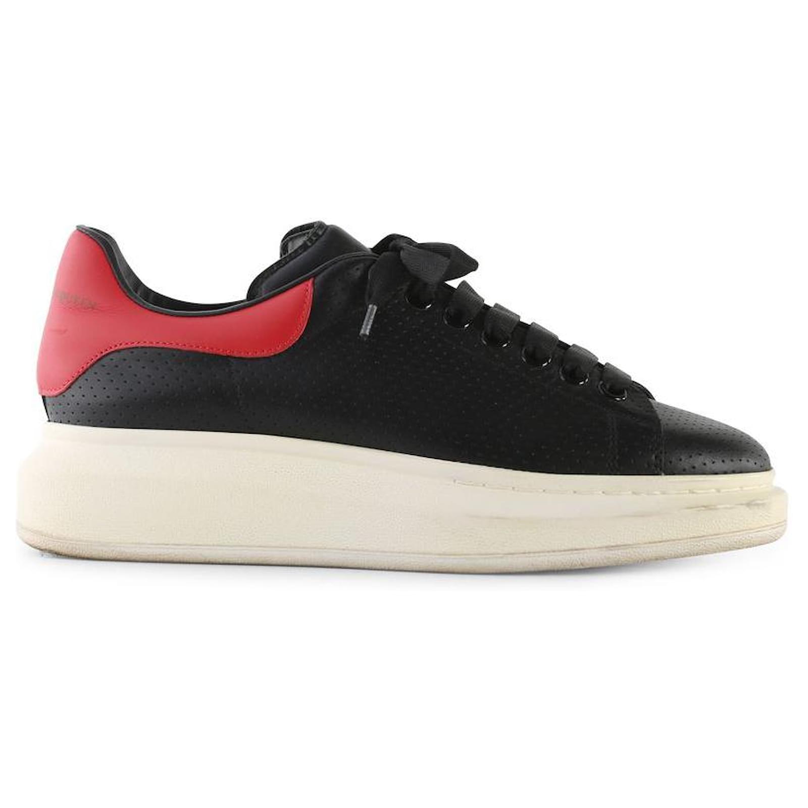Alexander Black/Red/White Leather Perforated Chunky Sneakers - Closet
