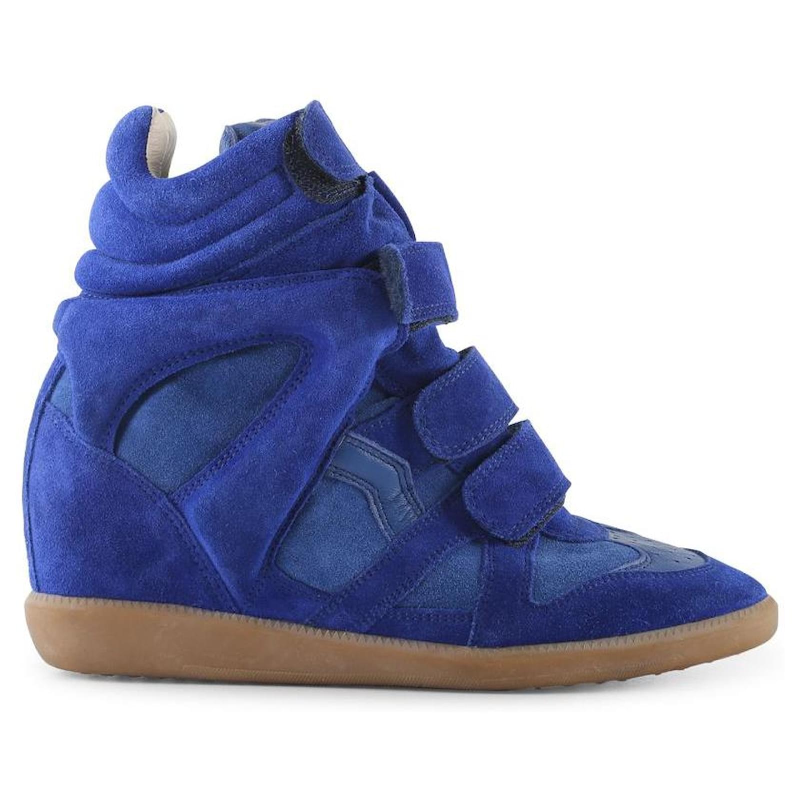 Tap Polar Snuble Isabel Marant Royal Blue Suede And Leather Bekett Wedge High Top Sneakers  ref.792884 - Joli Closet
