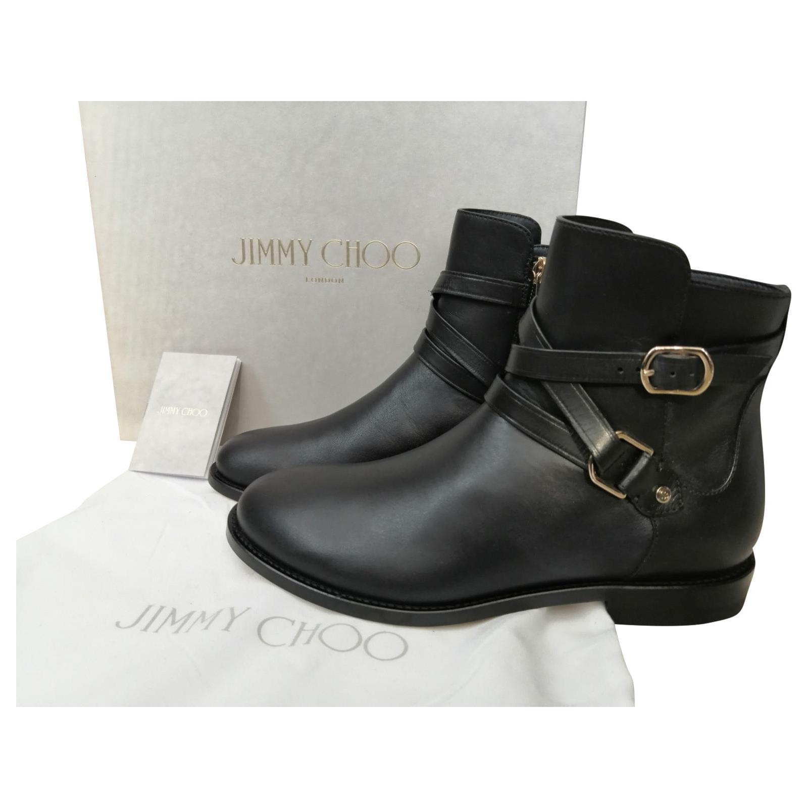 Jimmy Choo Black Leather Ankle Boots