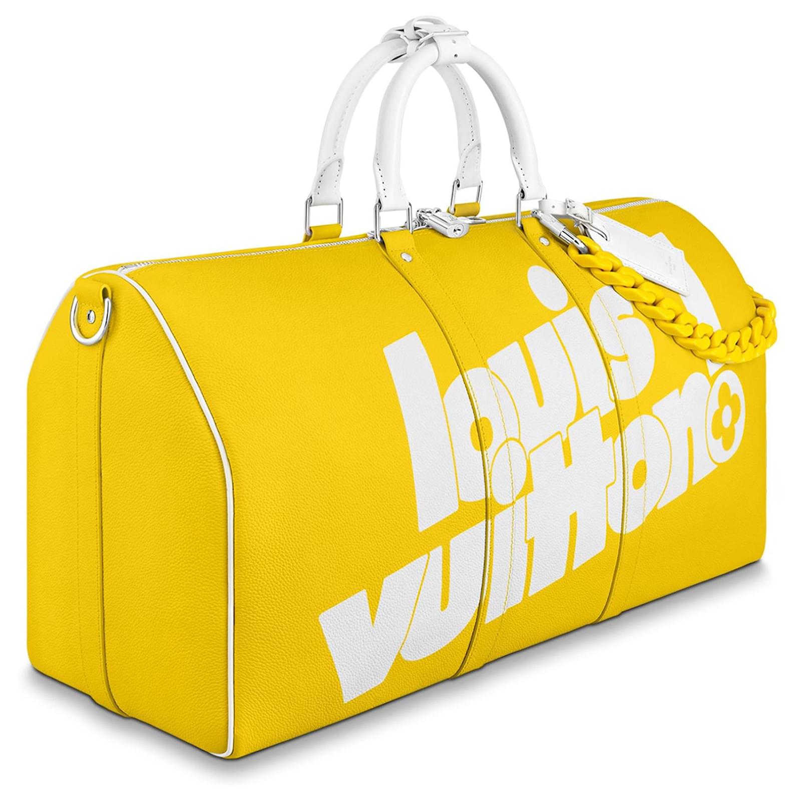 Louis Vuitton LV Keepall bandouliere 50 With chain Yellow Leather  ref.794057 - Joli Closet