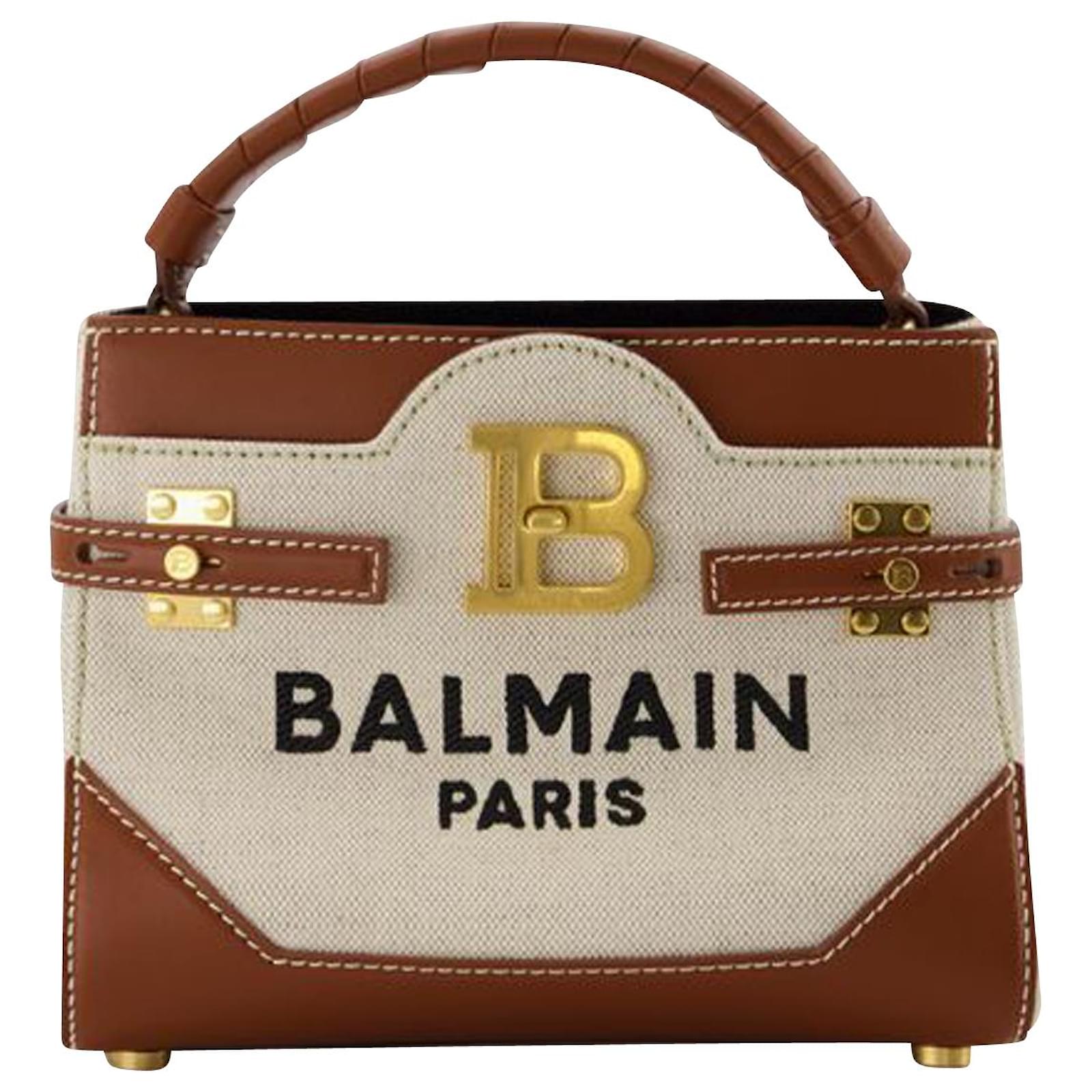 Balmain B-Buzz 24 Leather Shoulder Bag - Brown