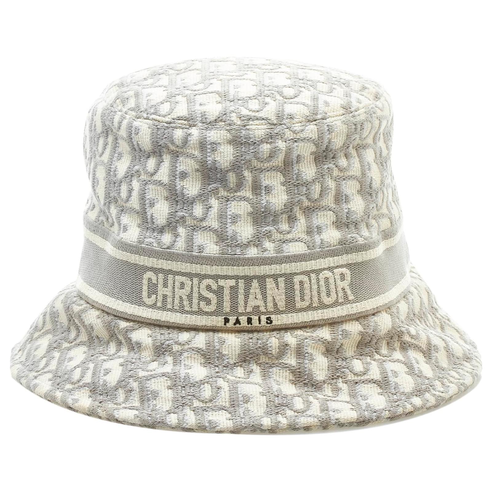Dior Gray Oblique Bucket Hat Grey Cotton Cloth ref.794721 - Joli Closet