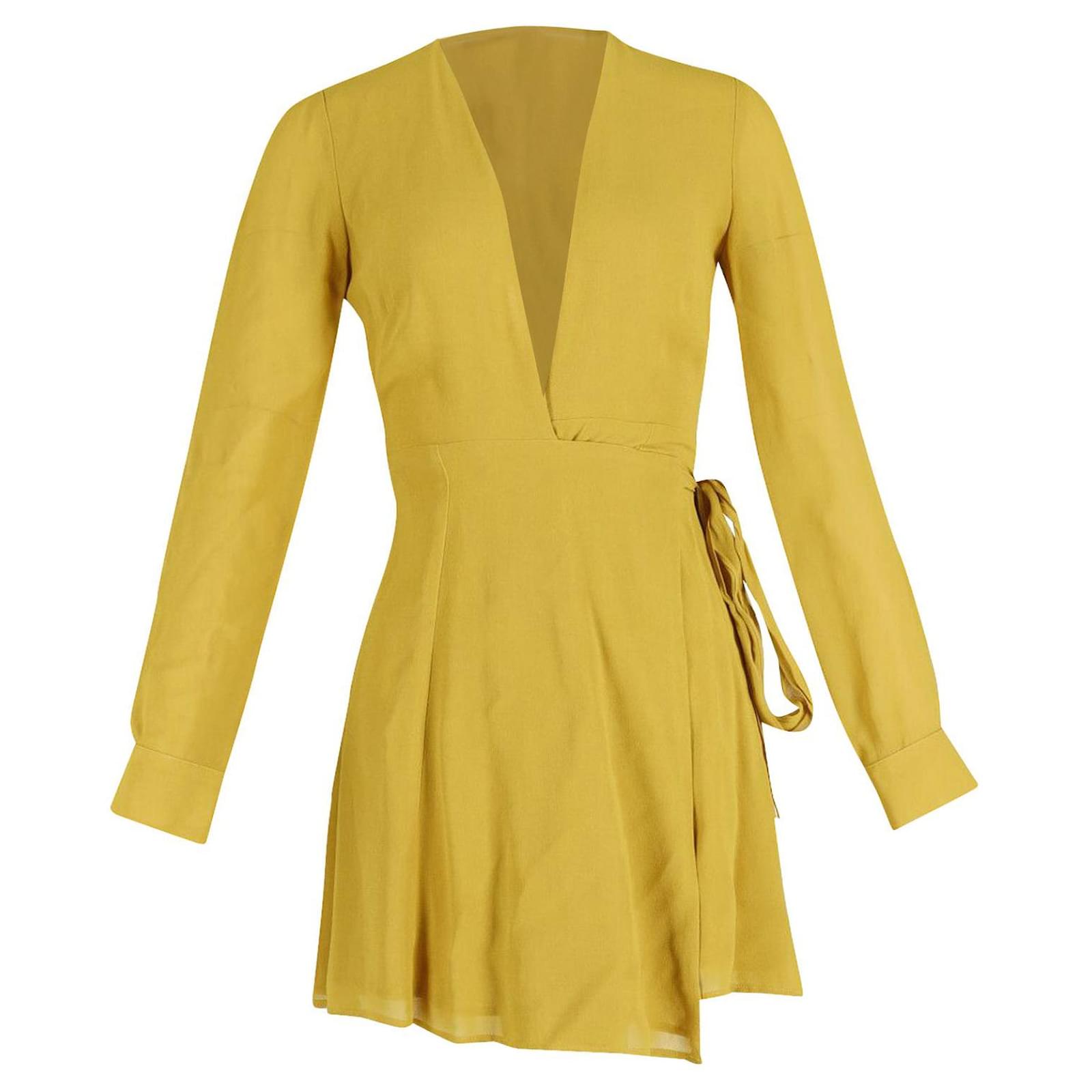 Reformation Sienna Wrap Dress in Yellow Viscose Cellulose fibre ref ...
