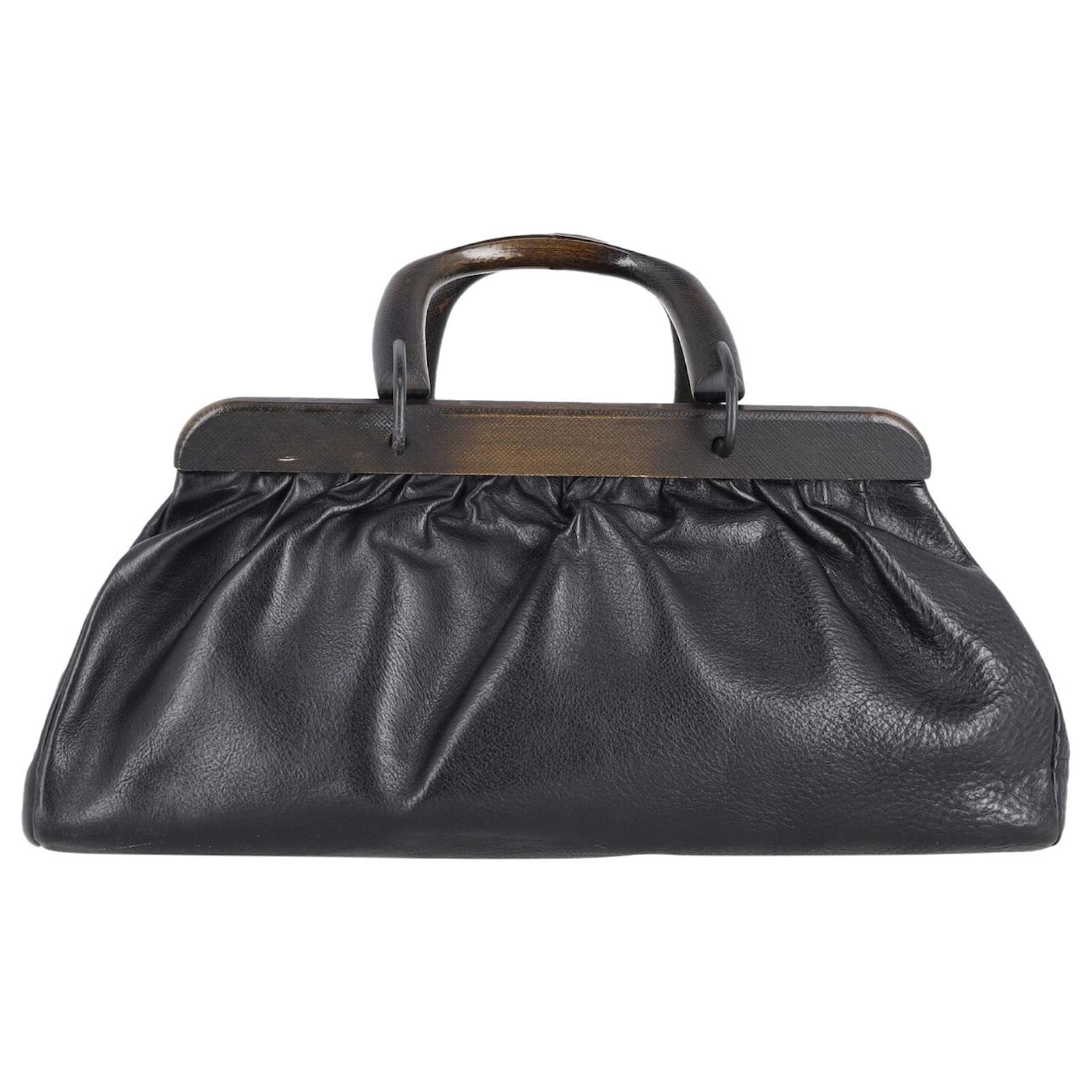 Gucci Doctor's Bag with Wooden Handle in Black Leather ref.795889 - Joli  Closet
