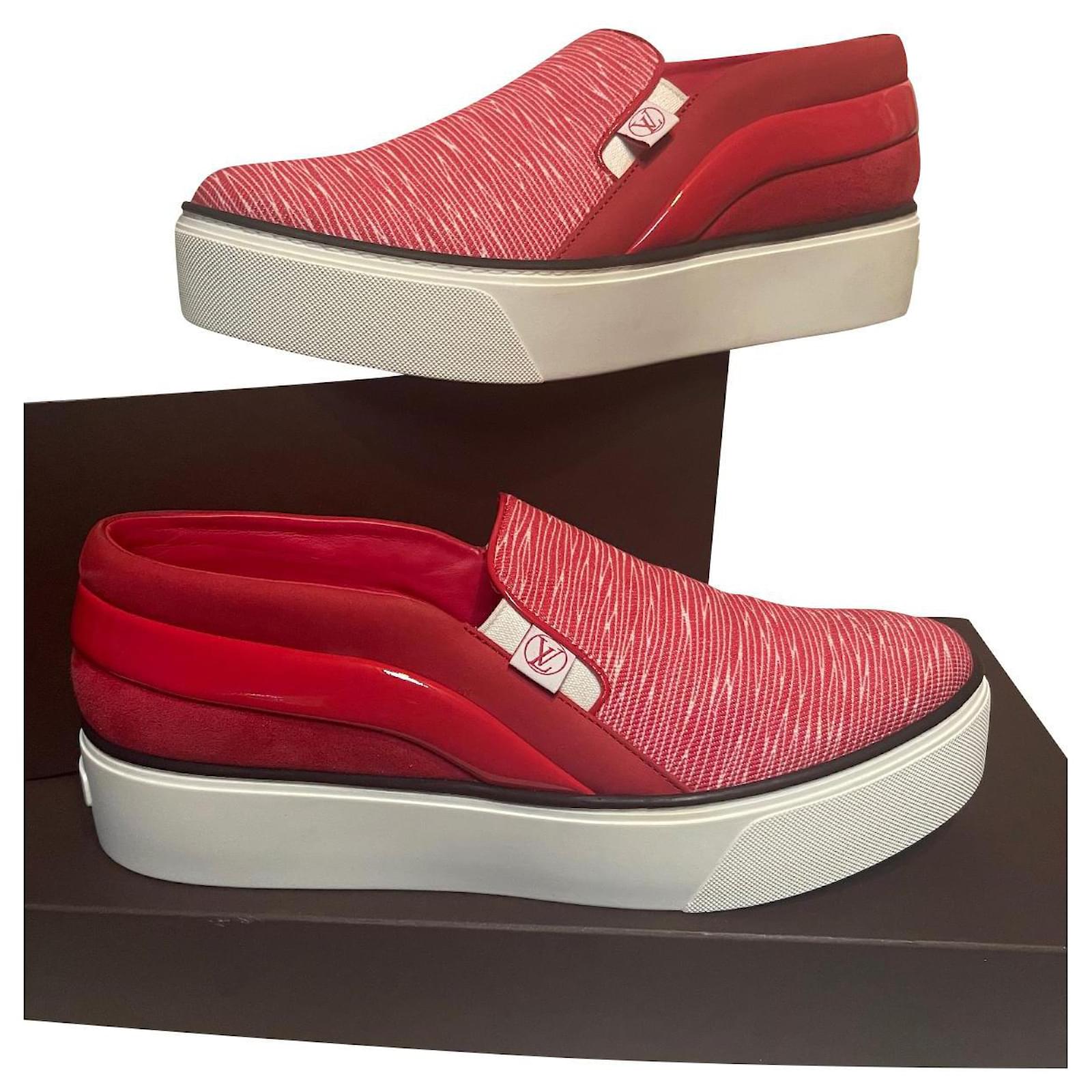 Louis Vuitton, Shoes, Louis Vuitton Pink Red Sneakers Size 75