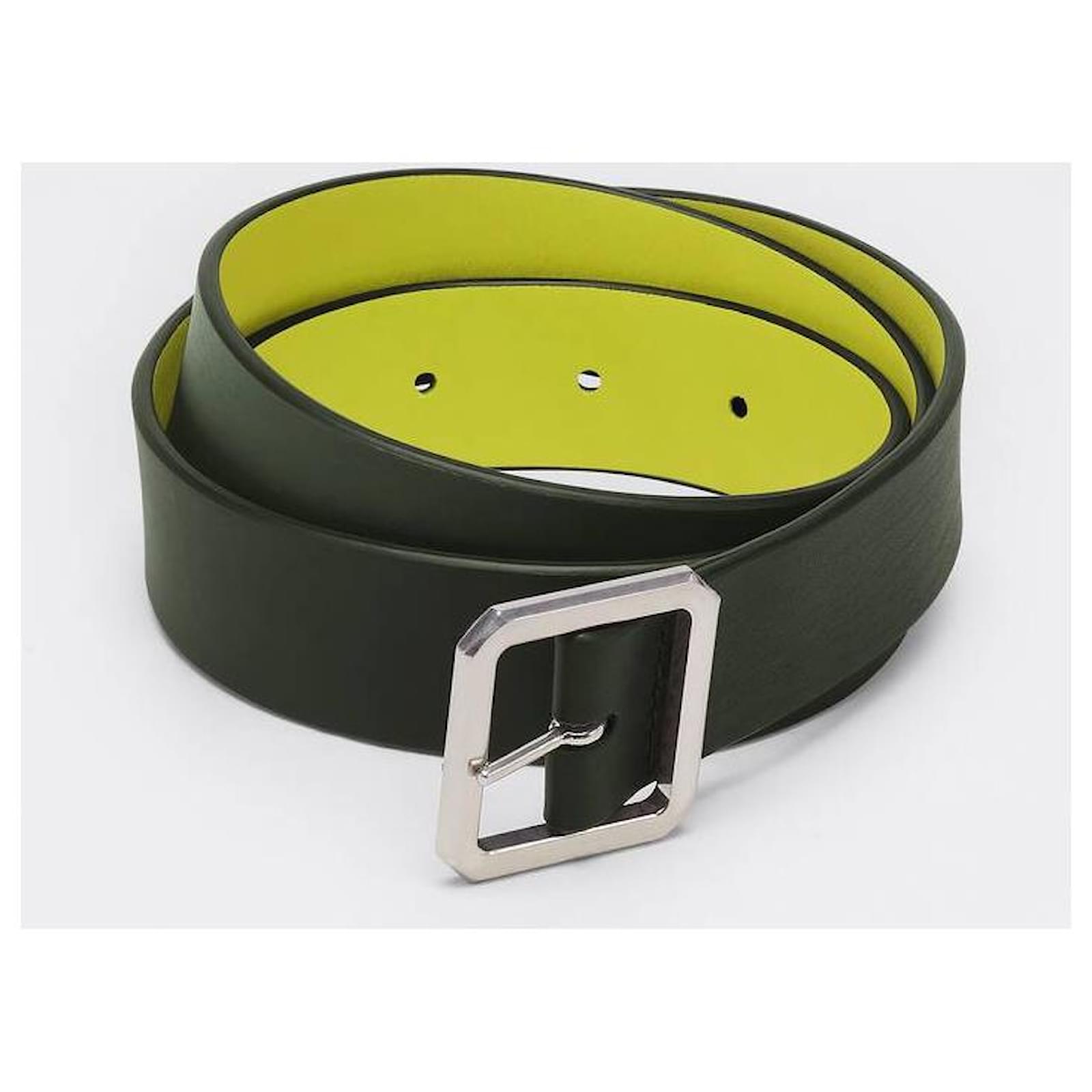 Reversible belt by Bottega Veneta in black and kiwi green leather . Light  green ref.796035 - Joli Closet