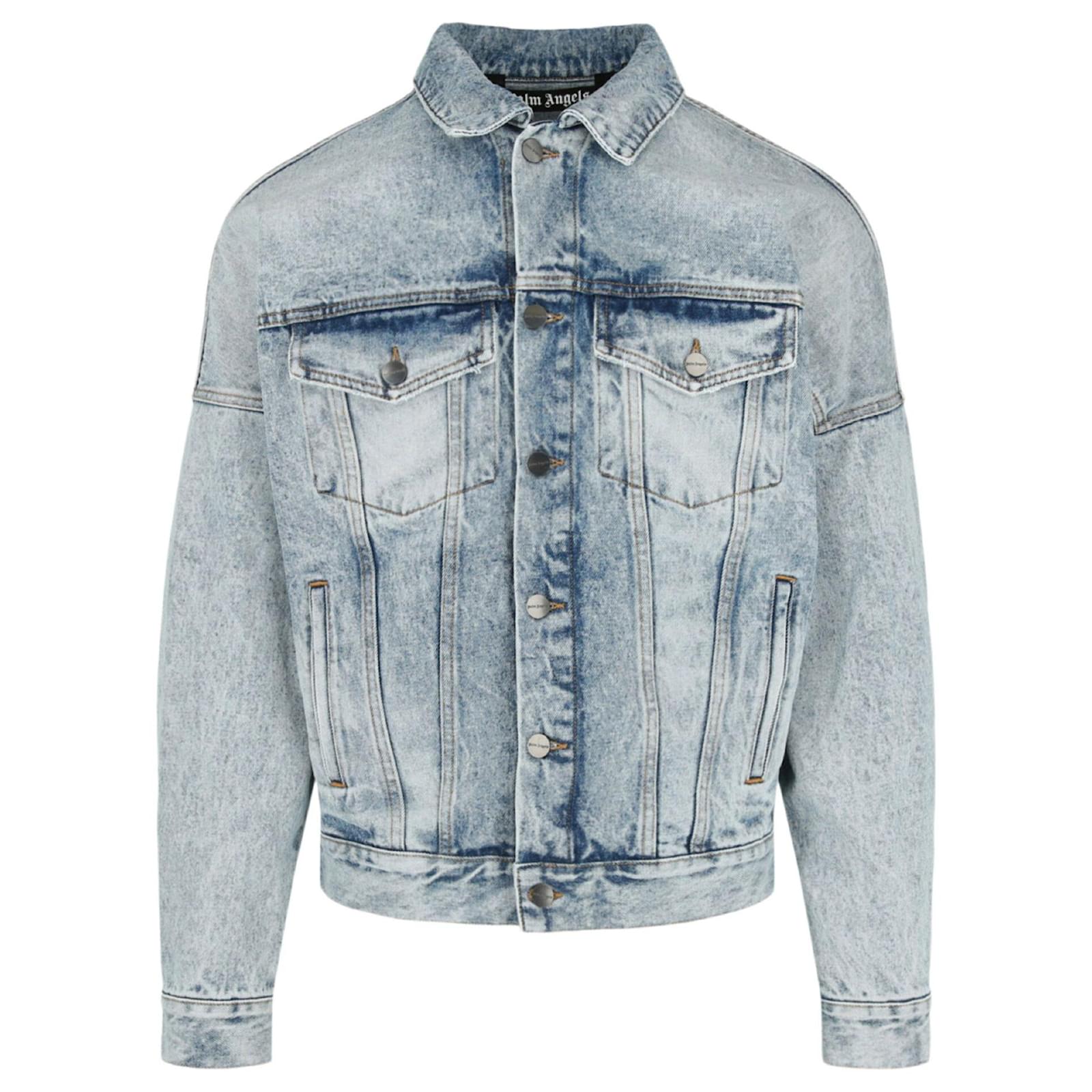 Veste en jean avec logo Palm Angels Coton Bleu ref.796516 Joli