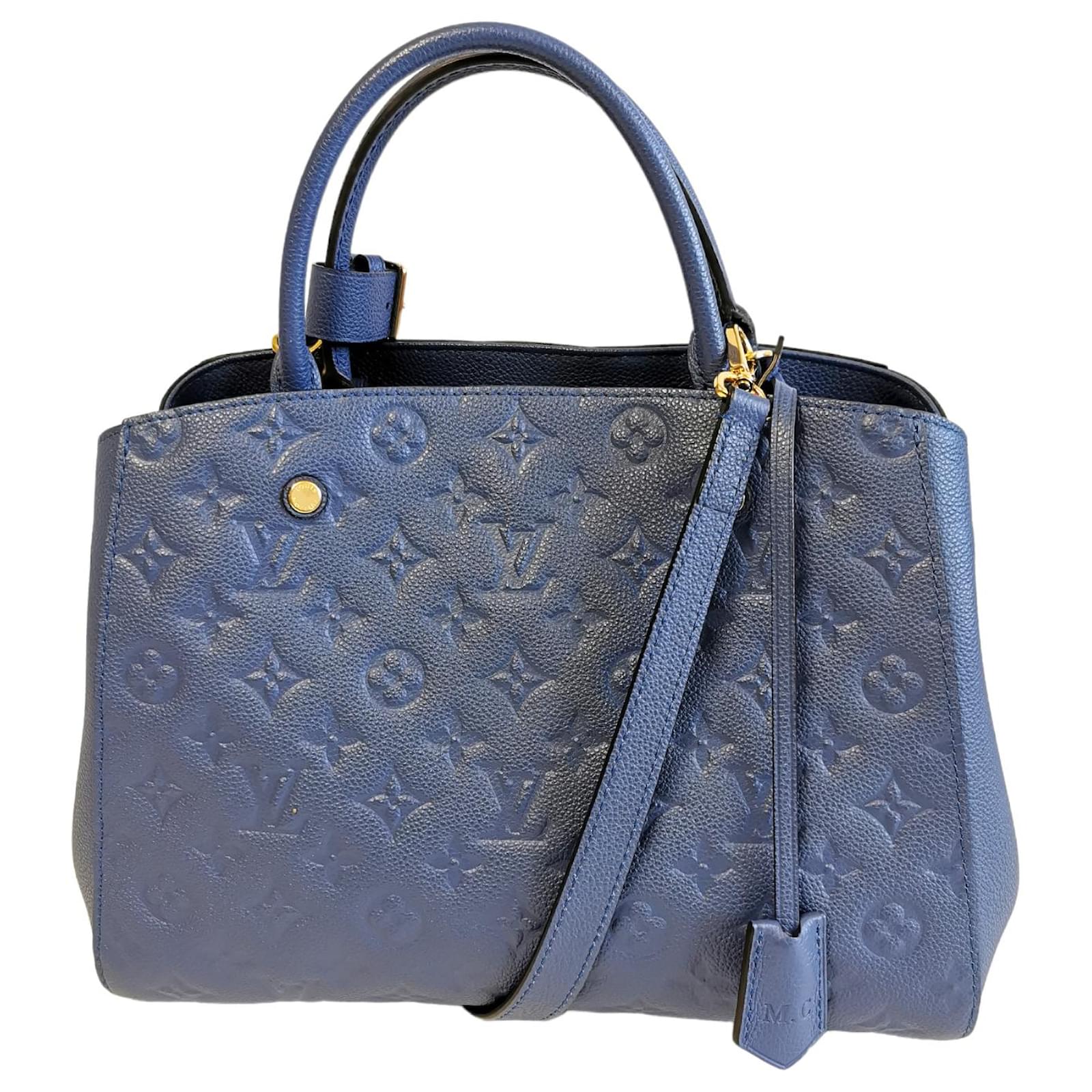 Louis Vuitton Montaigne MM Blue Monogram Empreinte Leather ref