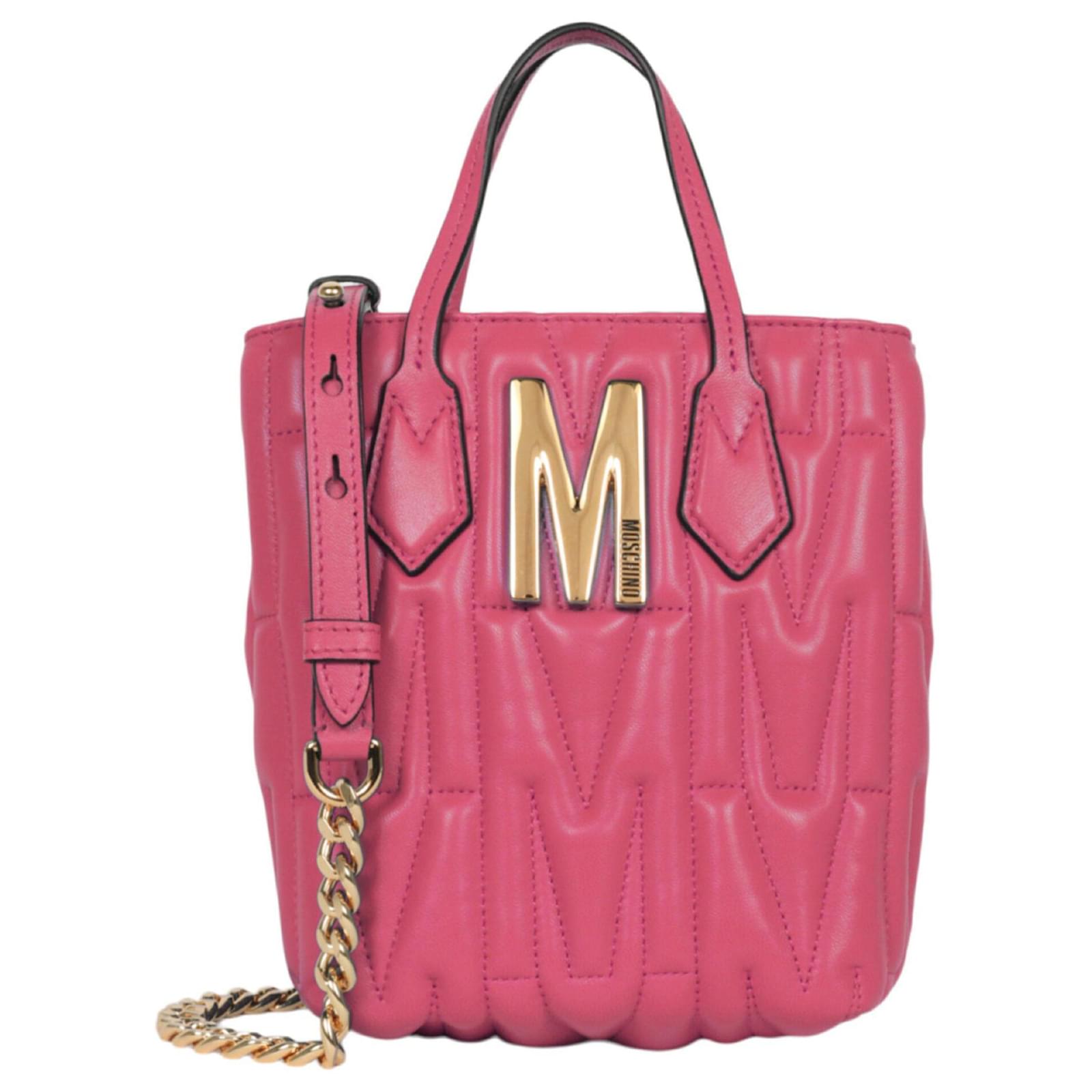 Moschino Quilted Monogram Shoulder Bag Pink Leather ref.796602 - Joli ...