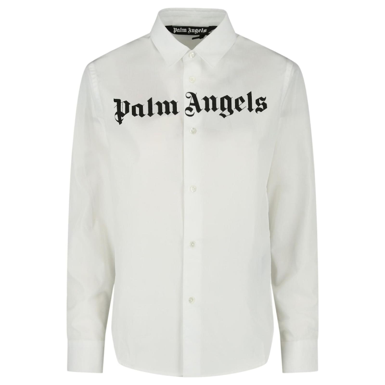 Camisa de gola com logo Palm Angels Branco Algodão ref.796613 - Joli Closet