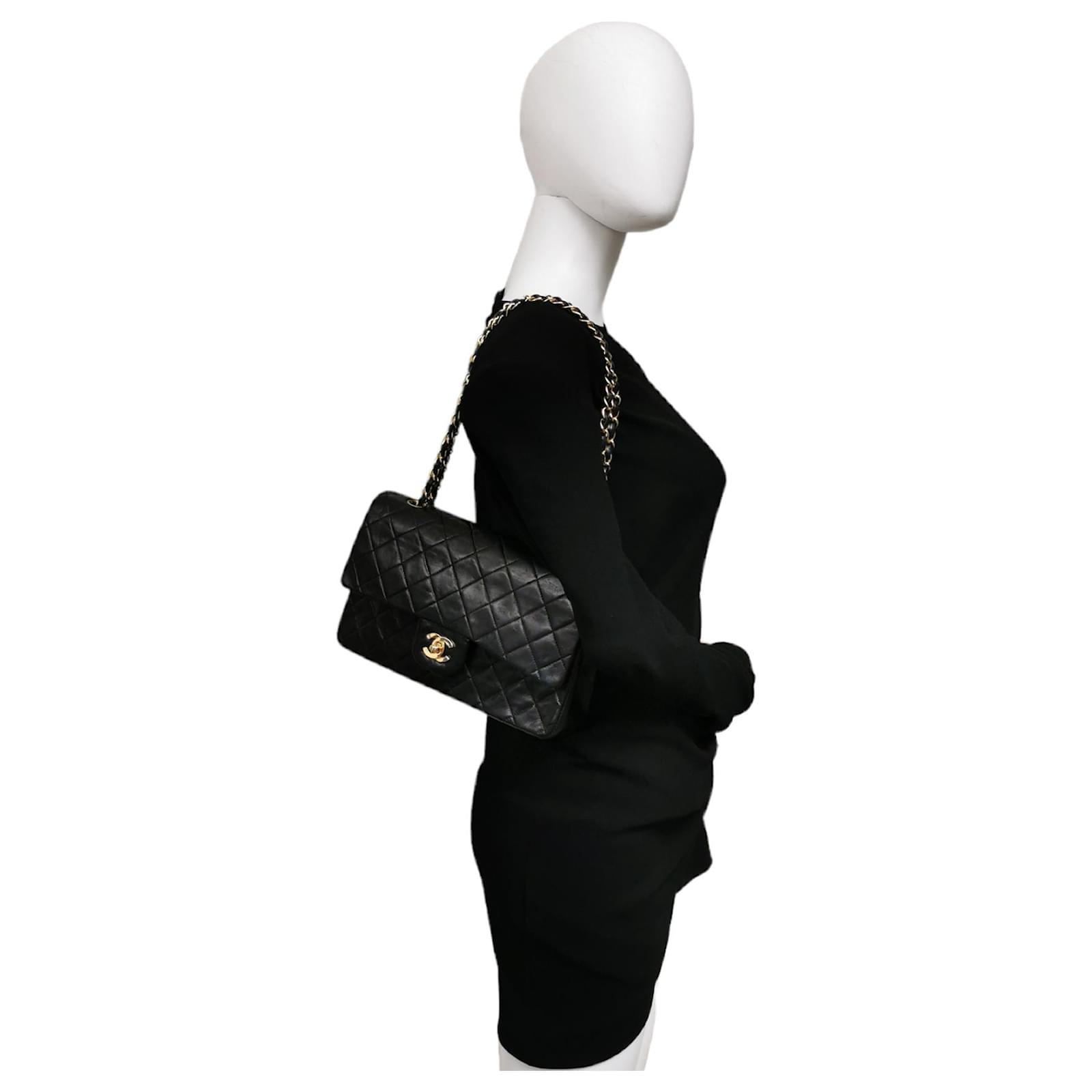 Chanel Matelasse 25 Double Flap Chain Shoulder Bag Black Lambskin – Timeless  Vintage Company