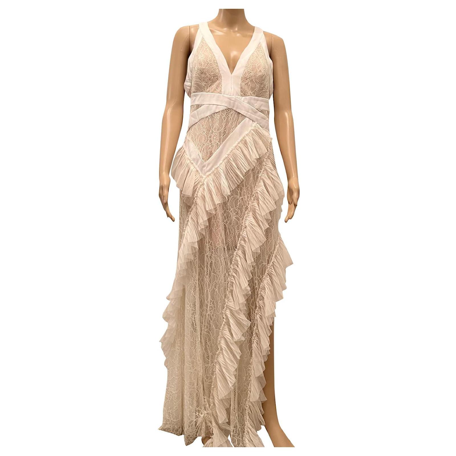 Beautiful BCBG Max Azria Long Dress Beige Lace ref.797071 Joli Closet