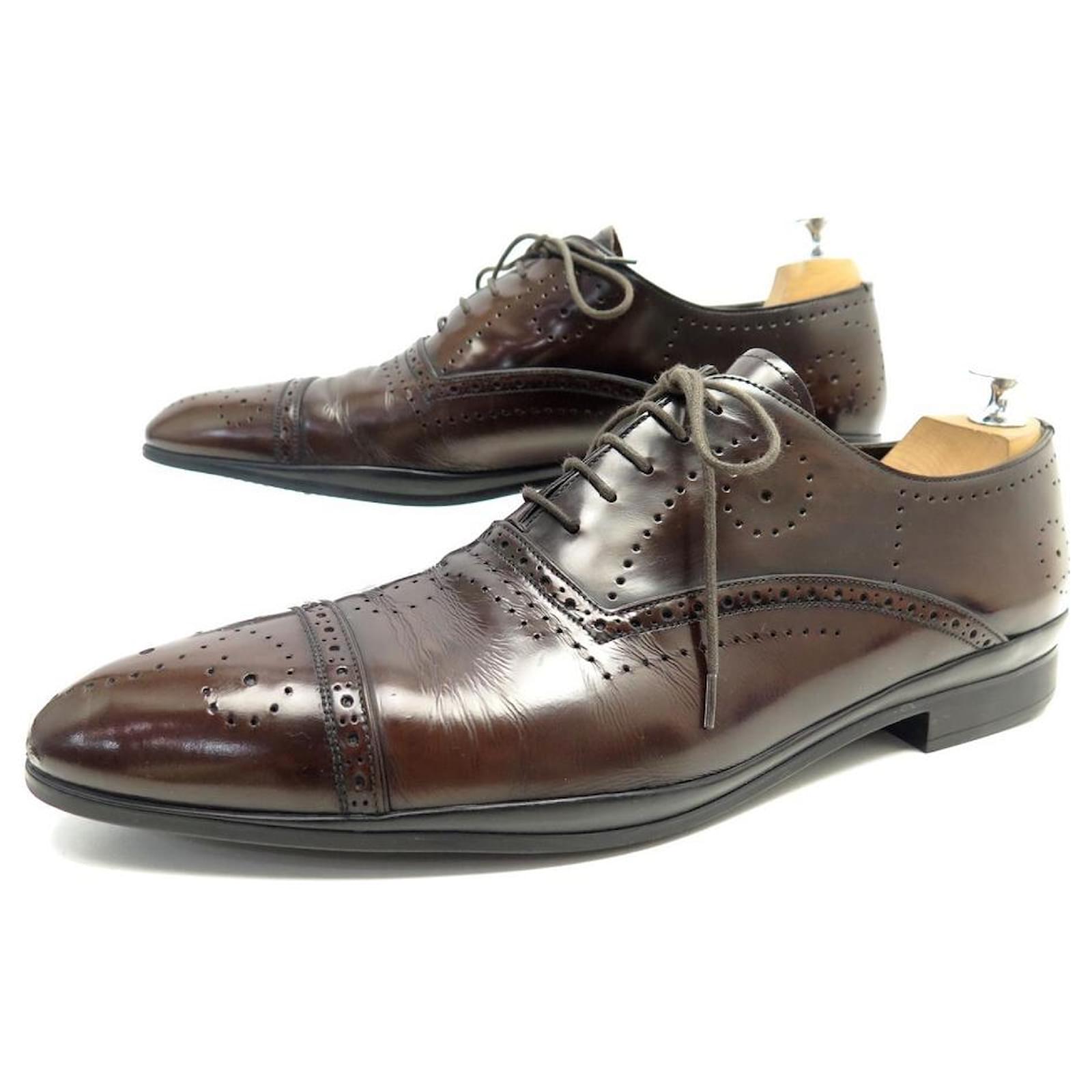 ZAPATOS OXFORD MARRONES PRADA EN PIEL MARRÓN 11 45 zapatos de cuero marrón  Negro  - Joli Closet