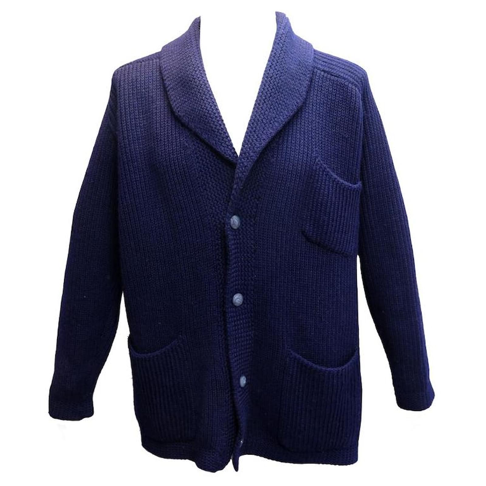 VEST CHRISTIAN DIOR MONSIEUR LARGE KNIT L 42 NAVY BLUE WOOL JACKET