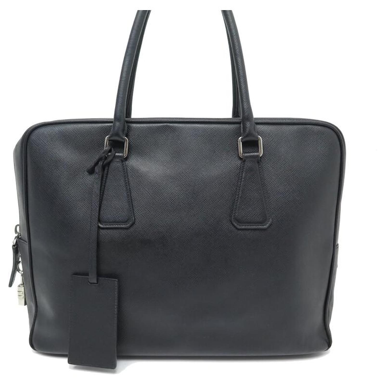 Black Saffiano Leather Travel Bag