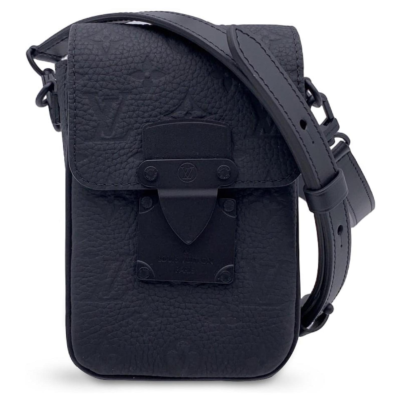 S Lock Messenger Bag - Luxury Monogram Taurillon Leather Black