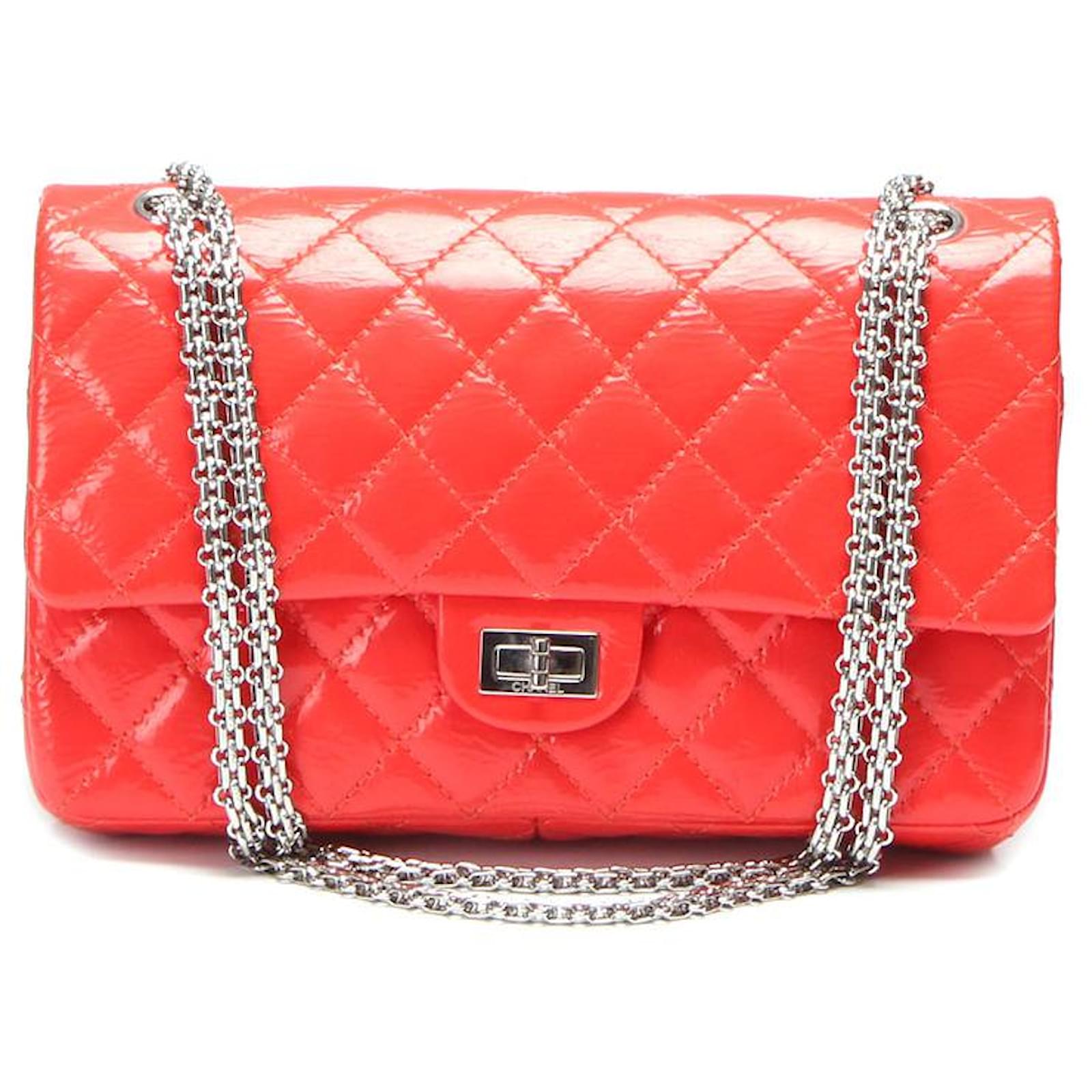 Chanel Quilted patent leather 2.55 Chain Flap Shoulder Bag Red ref