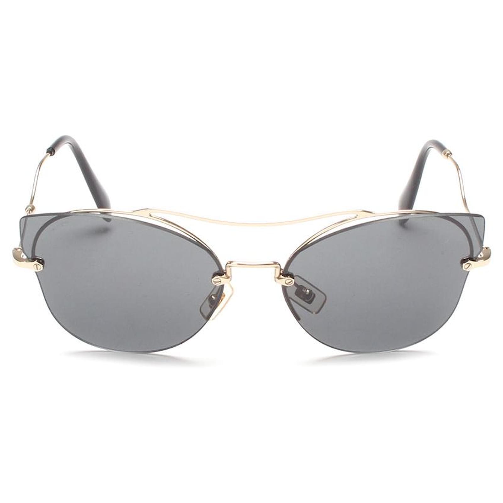 Miu Miu Getönte Cat-Eye-Sonnenbrille SMU52S Schwarz Metall ref 
