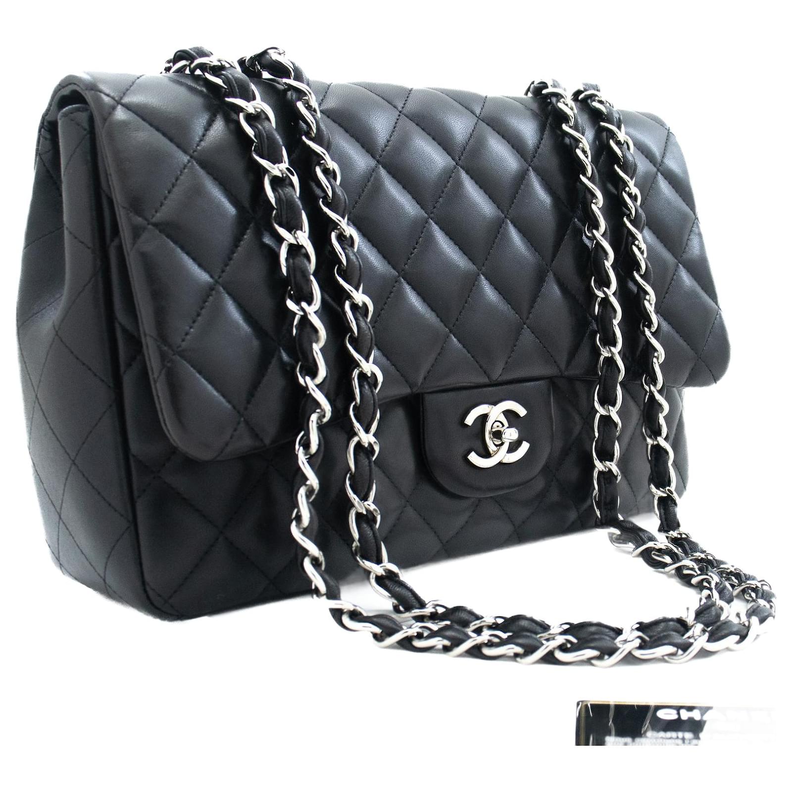 leather chanel purse black
