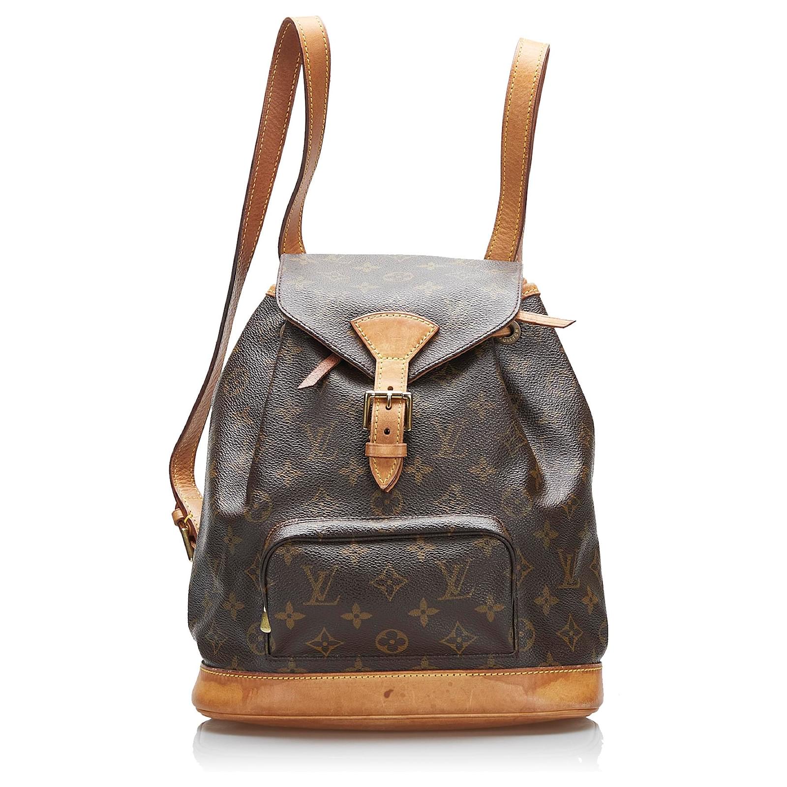 LOUIS VUITTON Monogram Montsouris MM Gold Buckle Backpack Brown