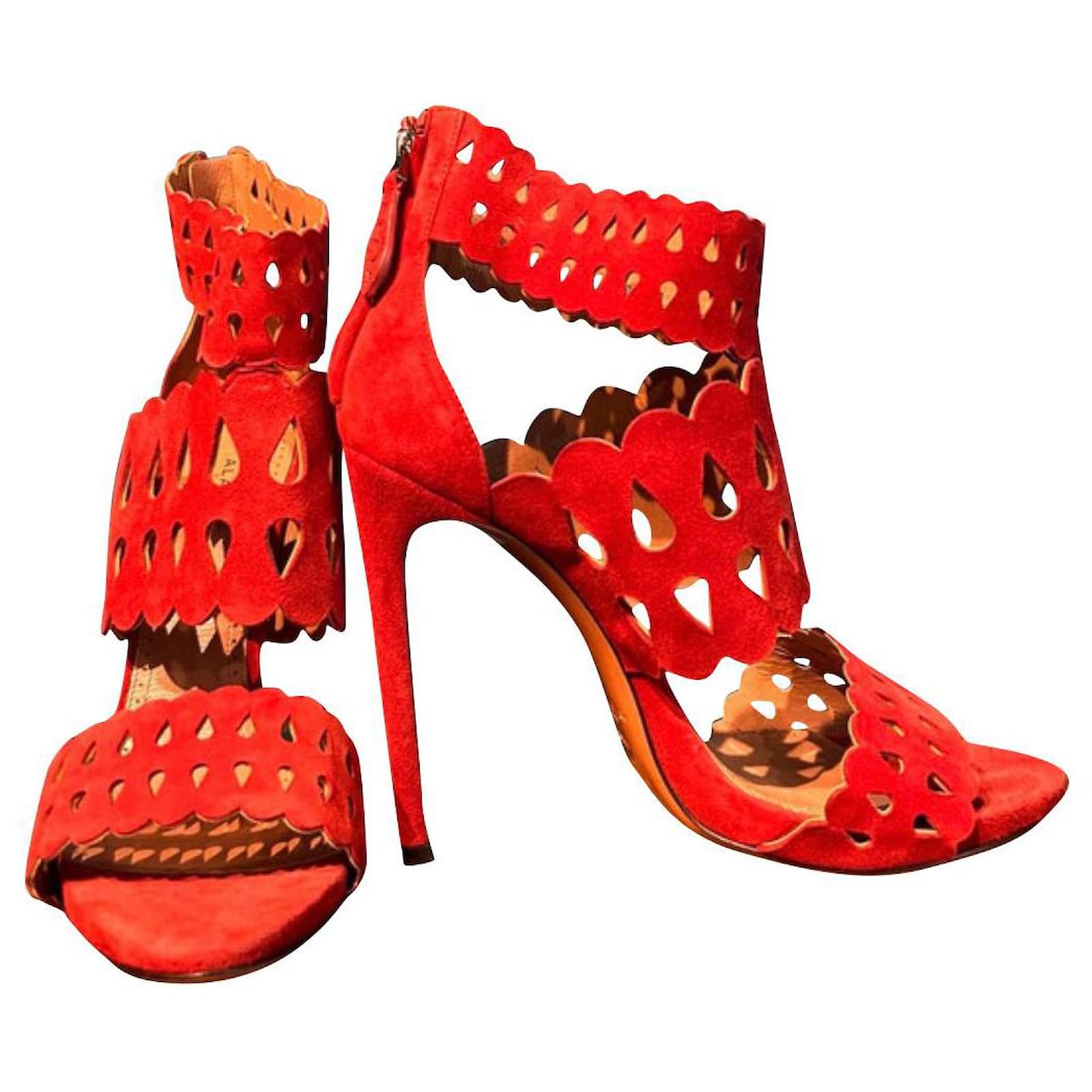 Alaila High Sandal 115mm In Red Glossy Lambskin 954872