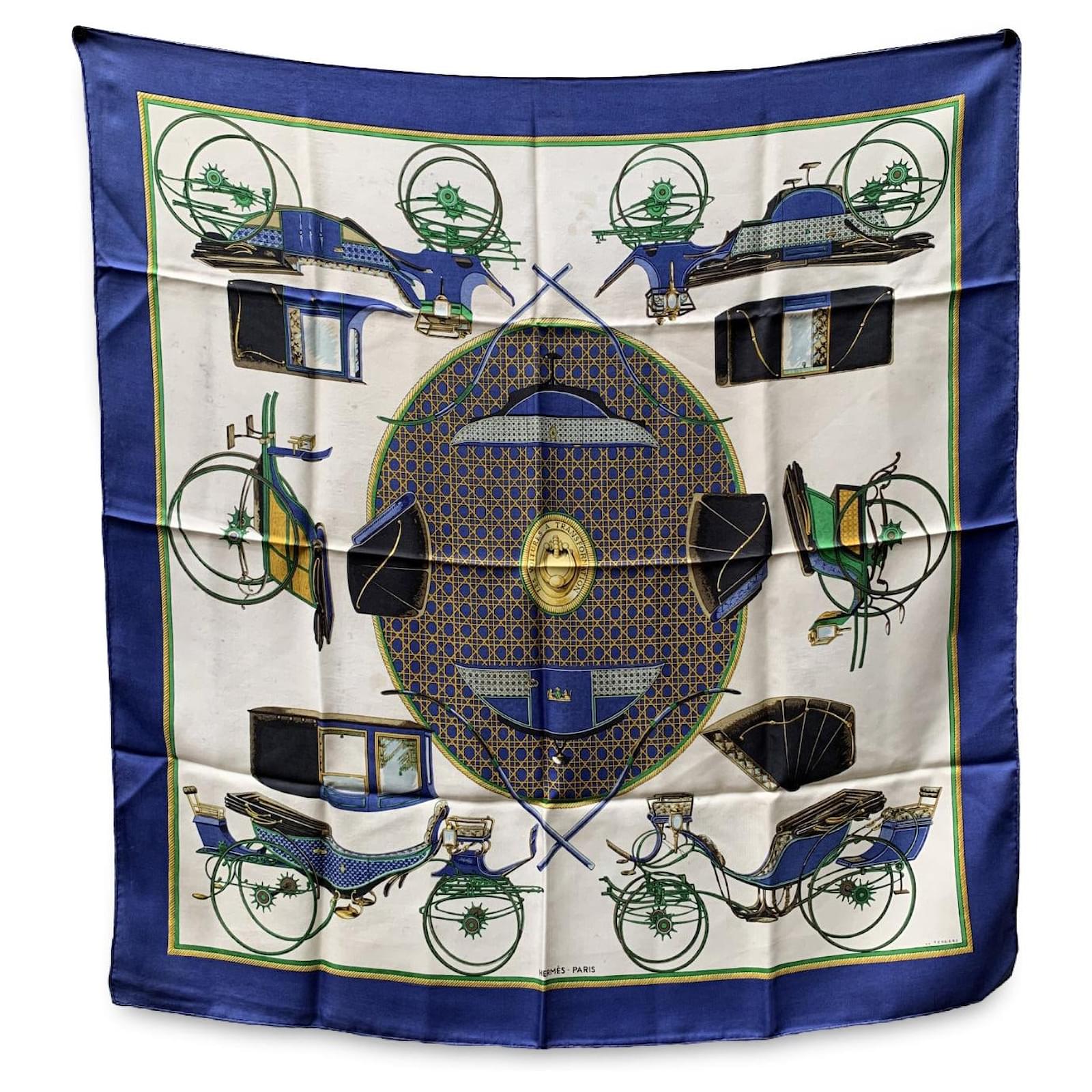 Hermes Brides De Gala Scarf 1960's White and Blue Scarf