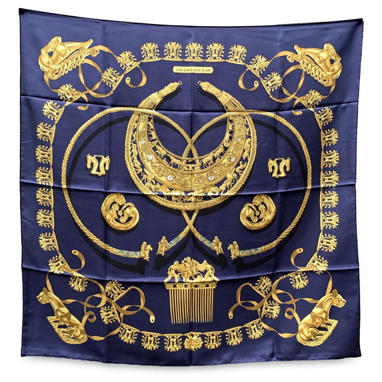 Foulard écharpe En Soie Bleu Richel - Motif Cachemire Vintage - Femme FO542
