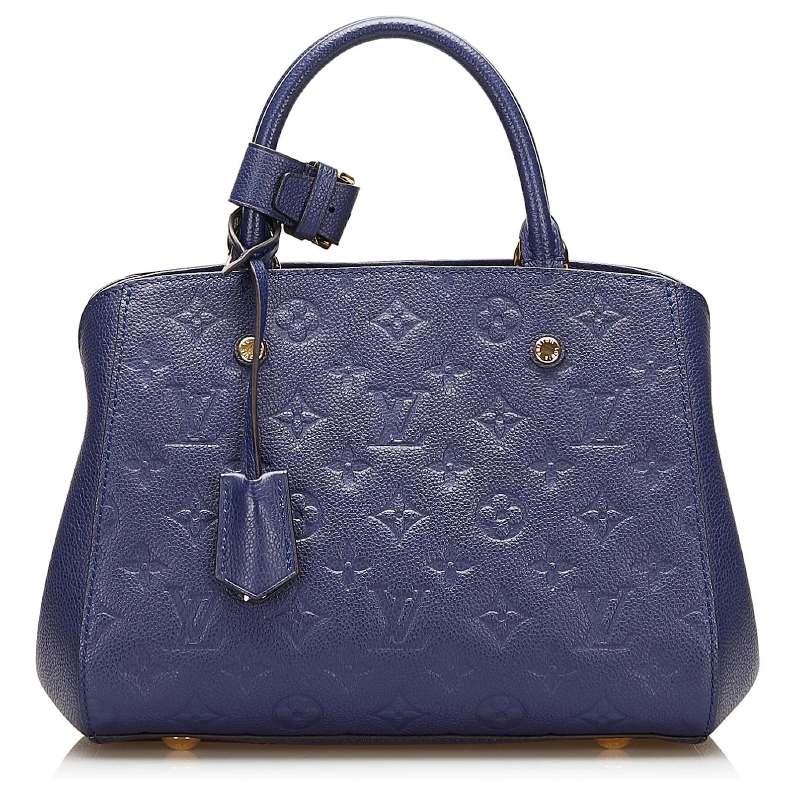 Louis Vuitton Montaigne Handbag Monogram Empreinte Leather BB Blue