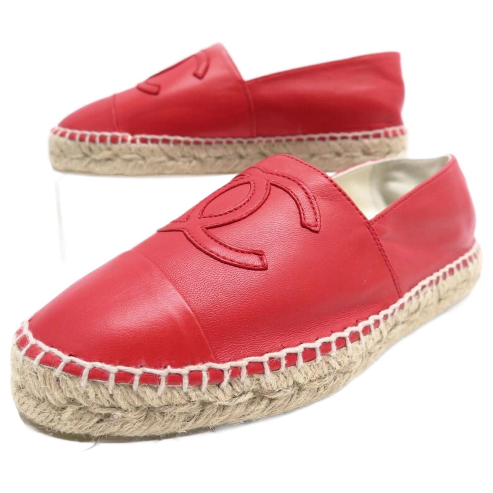 Leather espadrilles Chanel Red size 37 EU in Leather  23414727
