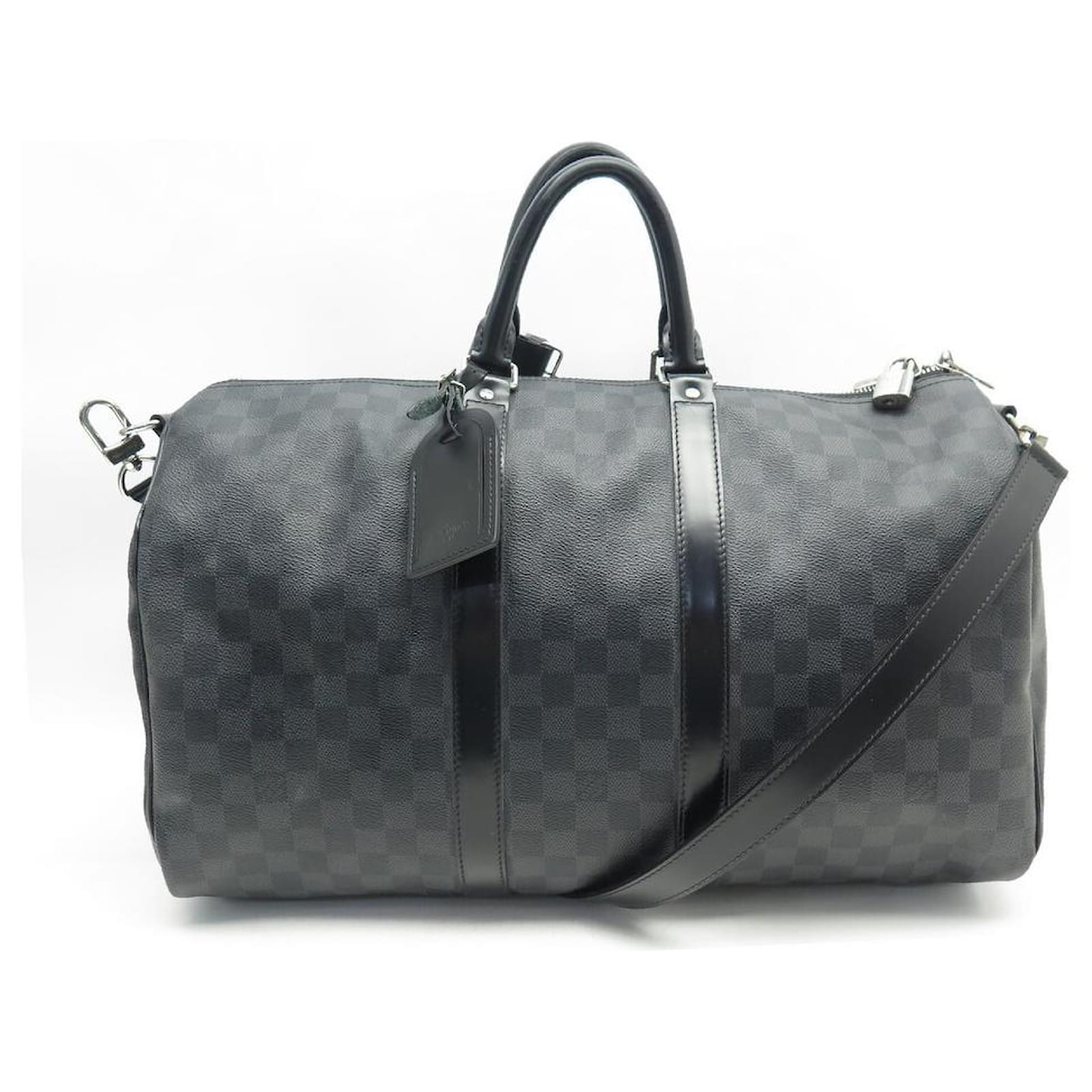 Louis Vuitton Keepall bag 45 SHOULDER STRAP N41418 CHECKED GRAPHITE BAG  CANVAS Grey Cloth ref.802002 - Joli Closet