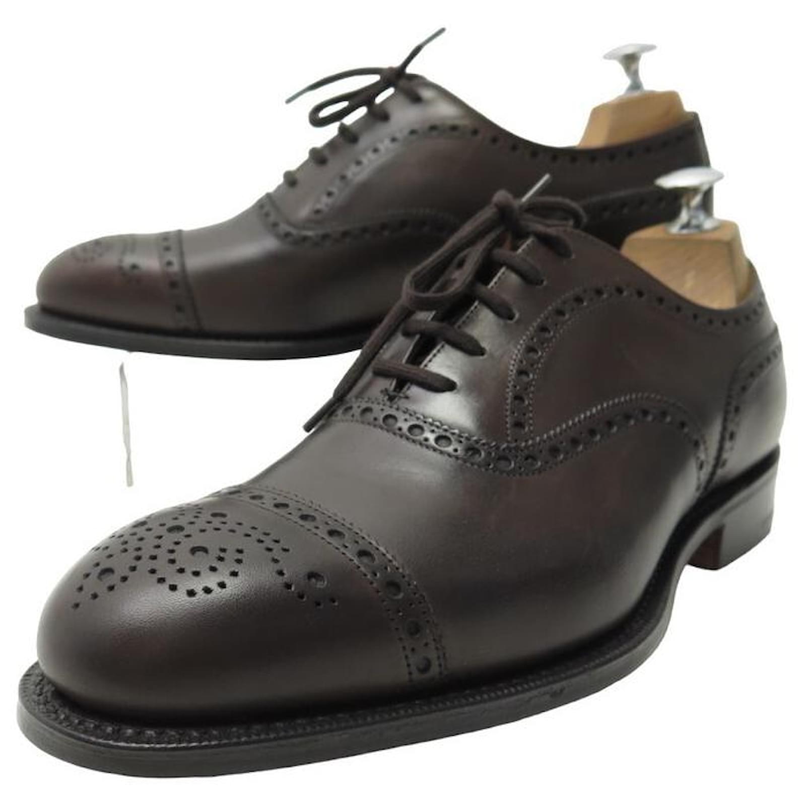 NINE CHURCH'S DIPLOMAT FLOWER TOE SHOES 7g 41 BROWN LEATHER SHOES